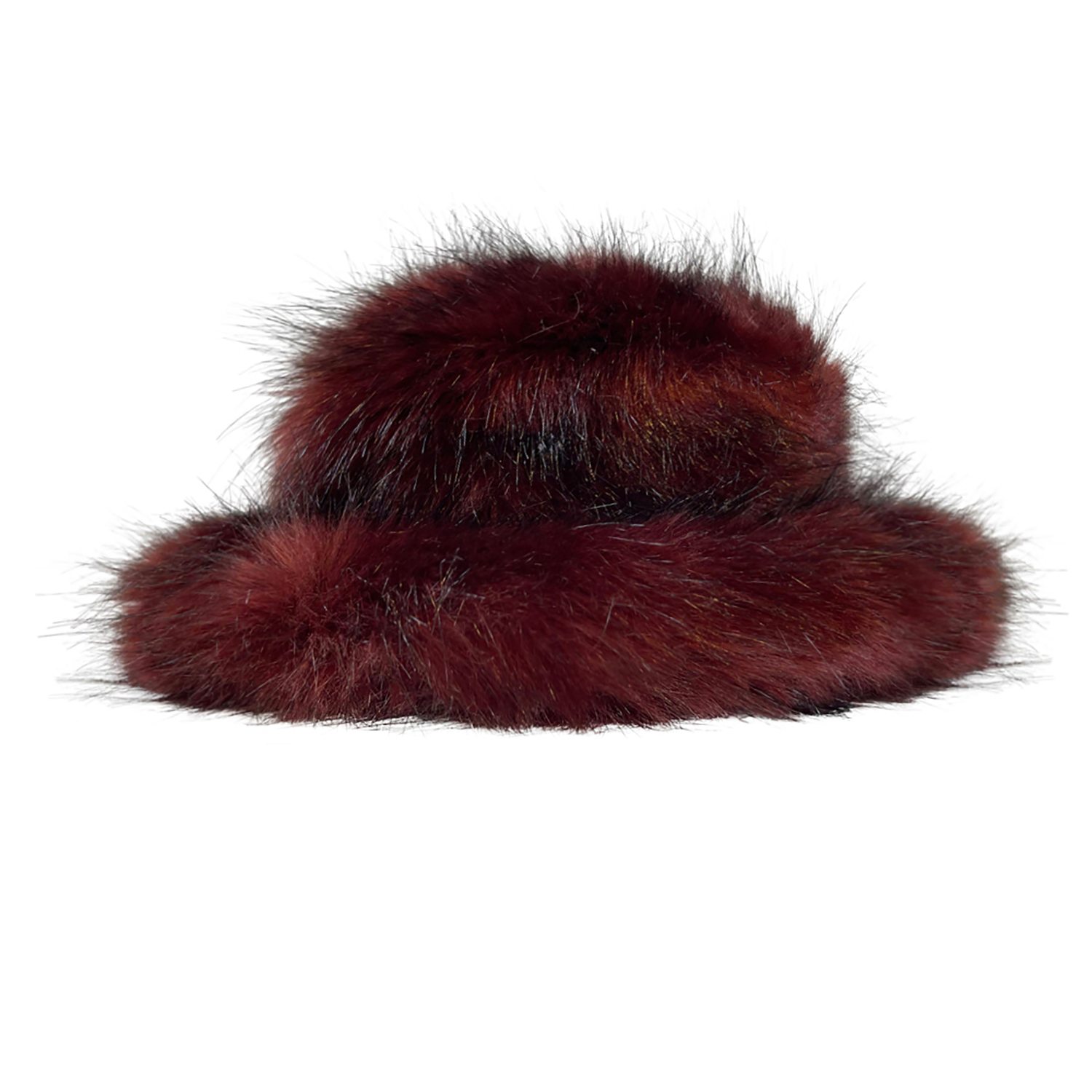 Vaseghia Women's Red / Black / Brown Auburn Burgundy Vegan Faux Fur Hat