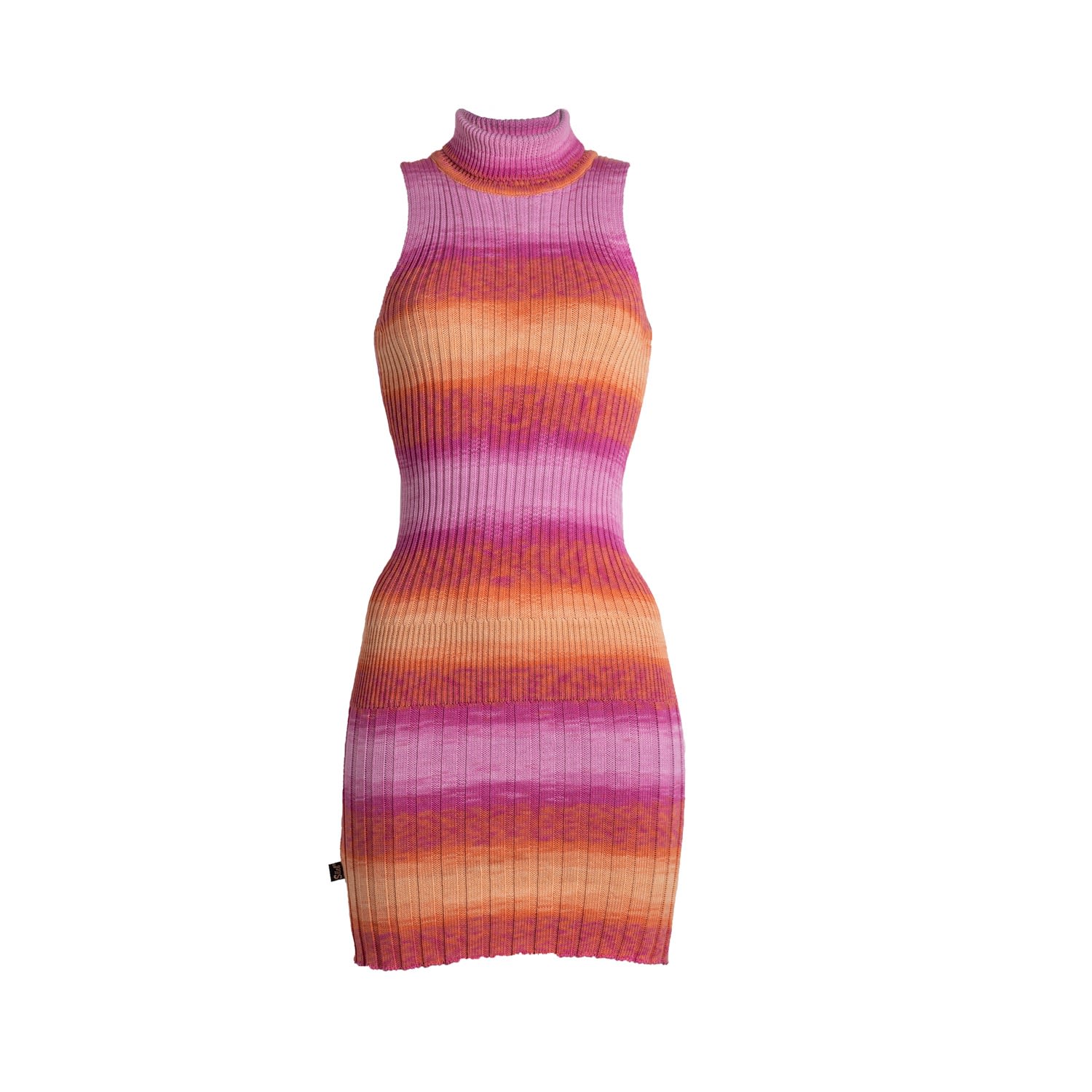 Women’s Pink / Purple / Yellow Catwoman Turtleneck Dress Pink-Nectarine One Size Süel Knitwear