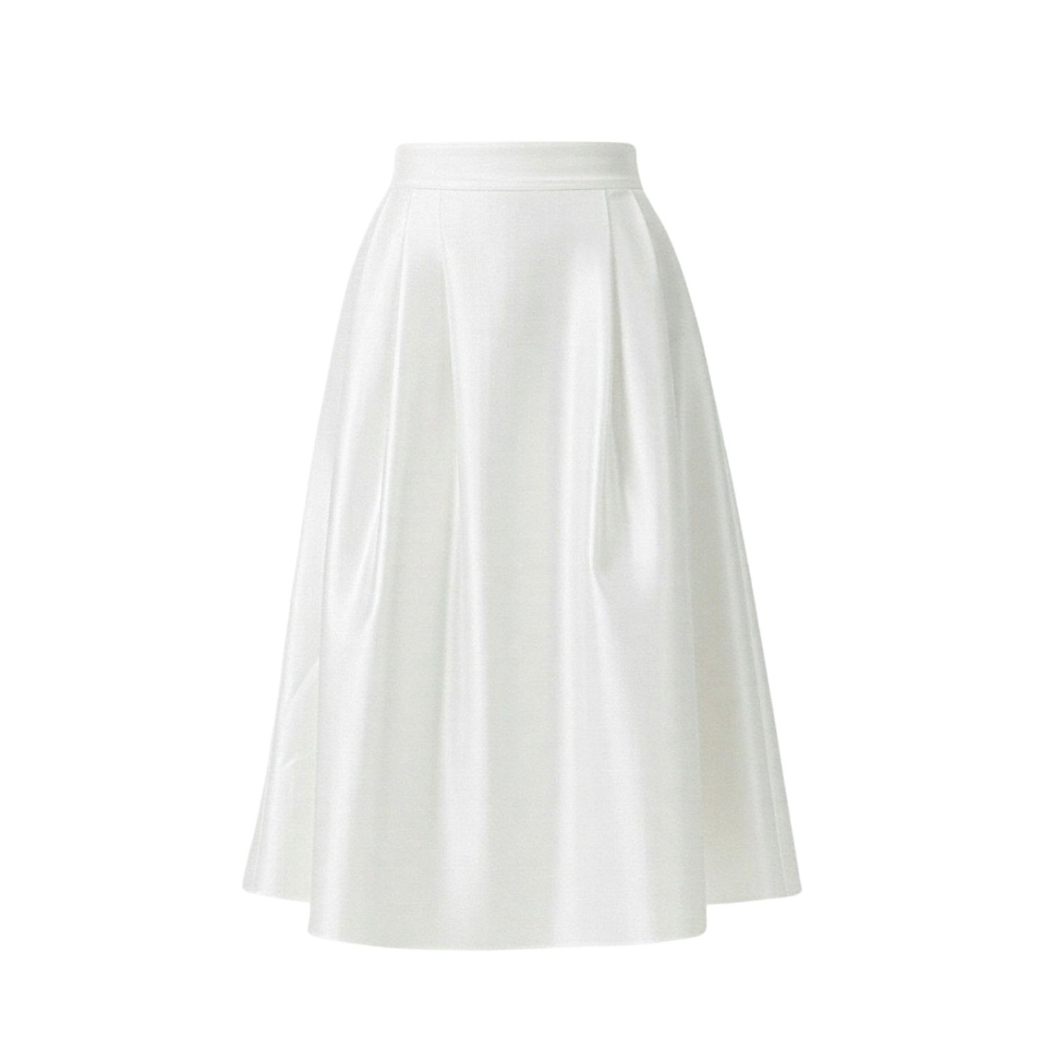 Women's White Taffeta Midi Skirt | Medium | Izabela Mandoiu