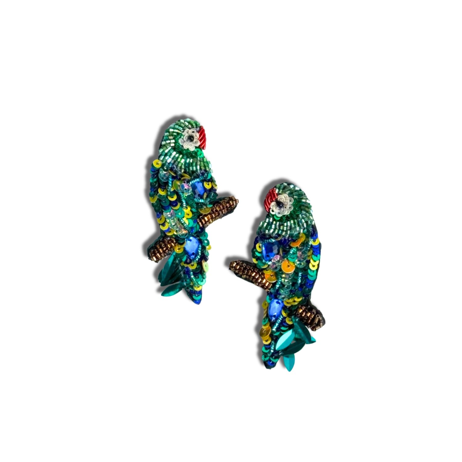 Simitri Women's Green Parrot Earrings