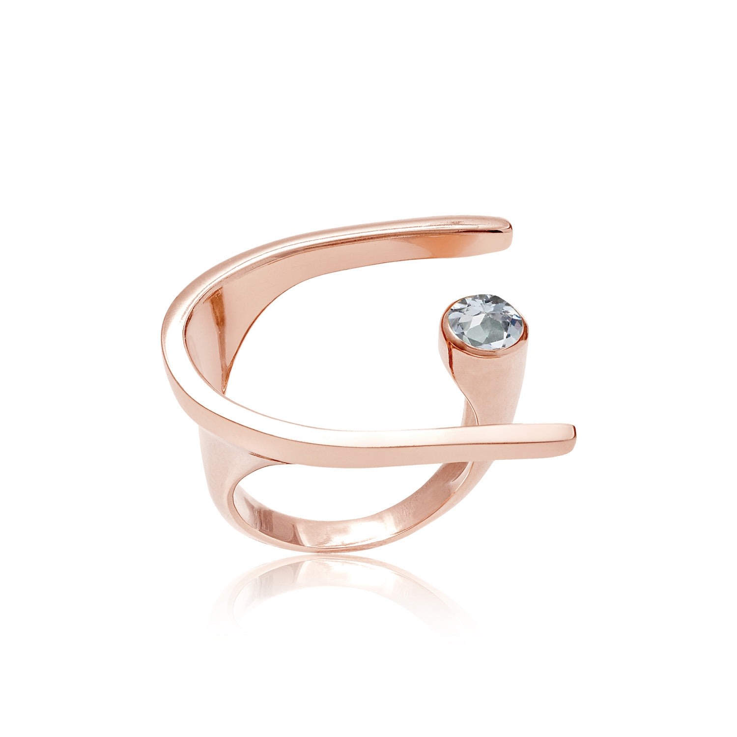 Women’s Rose Gold Ring Blue Topaz Lunaria Neola Design