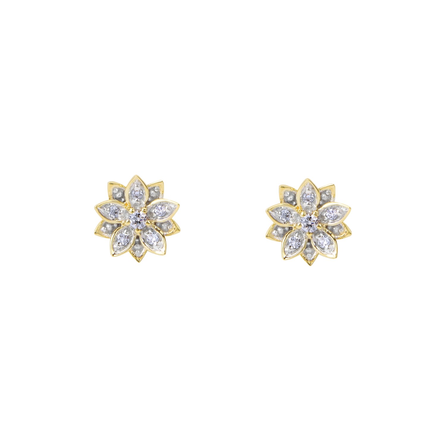 Bloomtine | Earth Angel Hq Women's Eternal Bloom™ Solid Gold Diamond Flower Studs In Gold