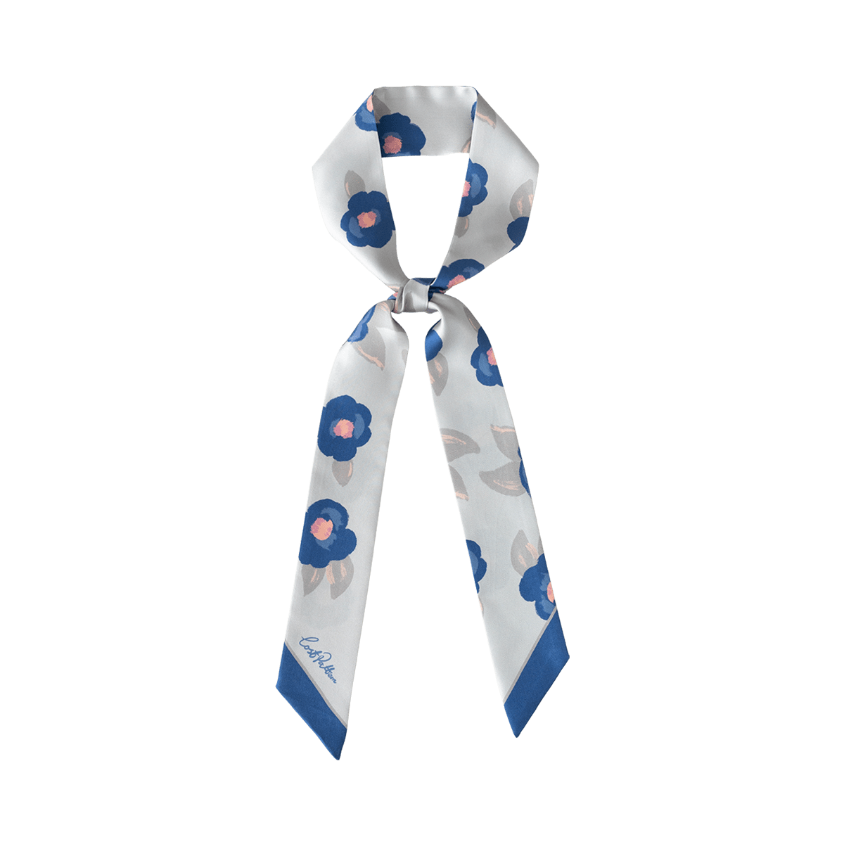 Lost Pattern Nyc Women's Camellia Silk Twill Neck Bow - Blue In Blue