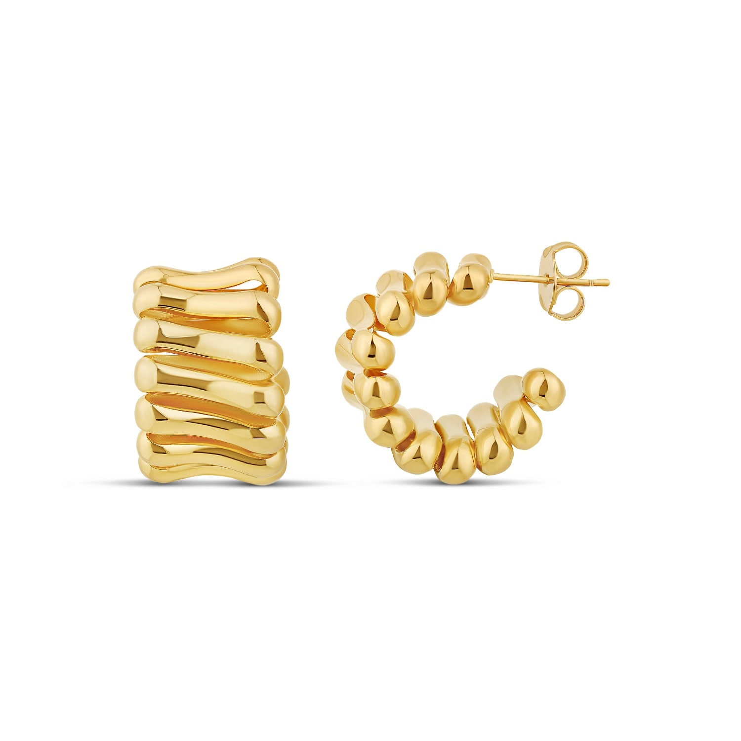 Shymi Women's Gold Chunky Rippled Hoops