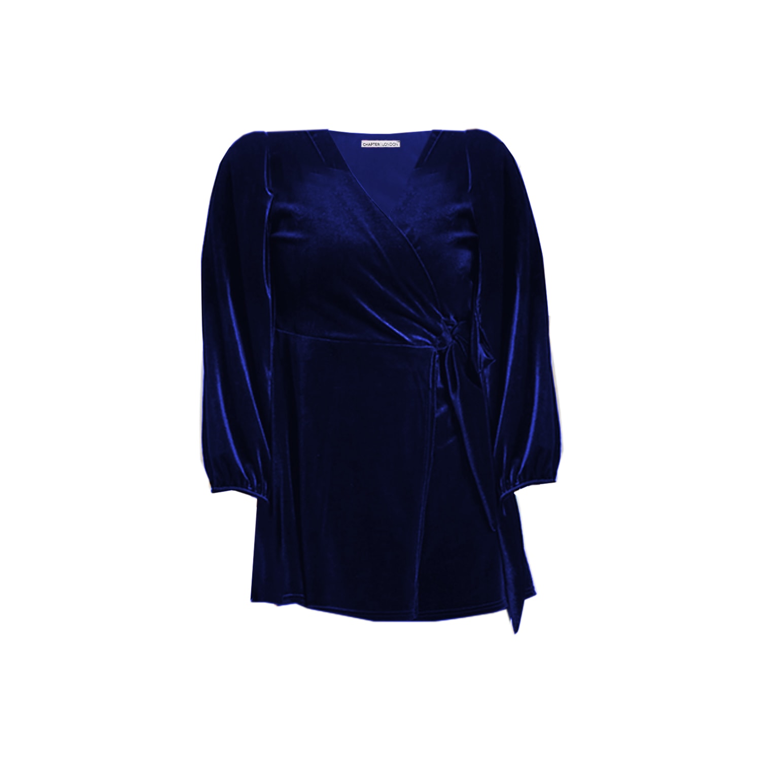 Women’s Leila Velvet Wrap Top - Blue Extra Small Chapter London