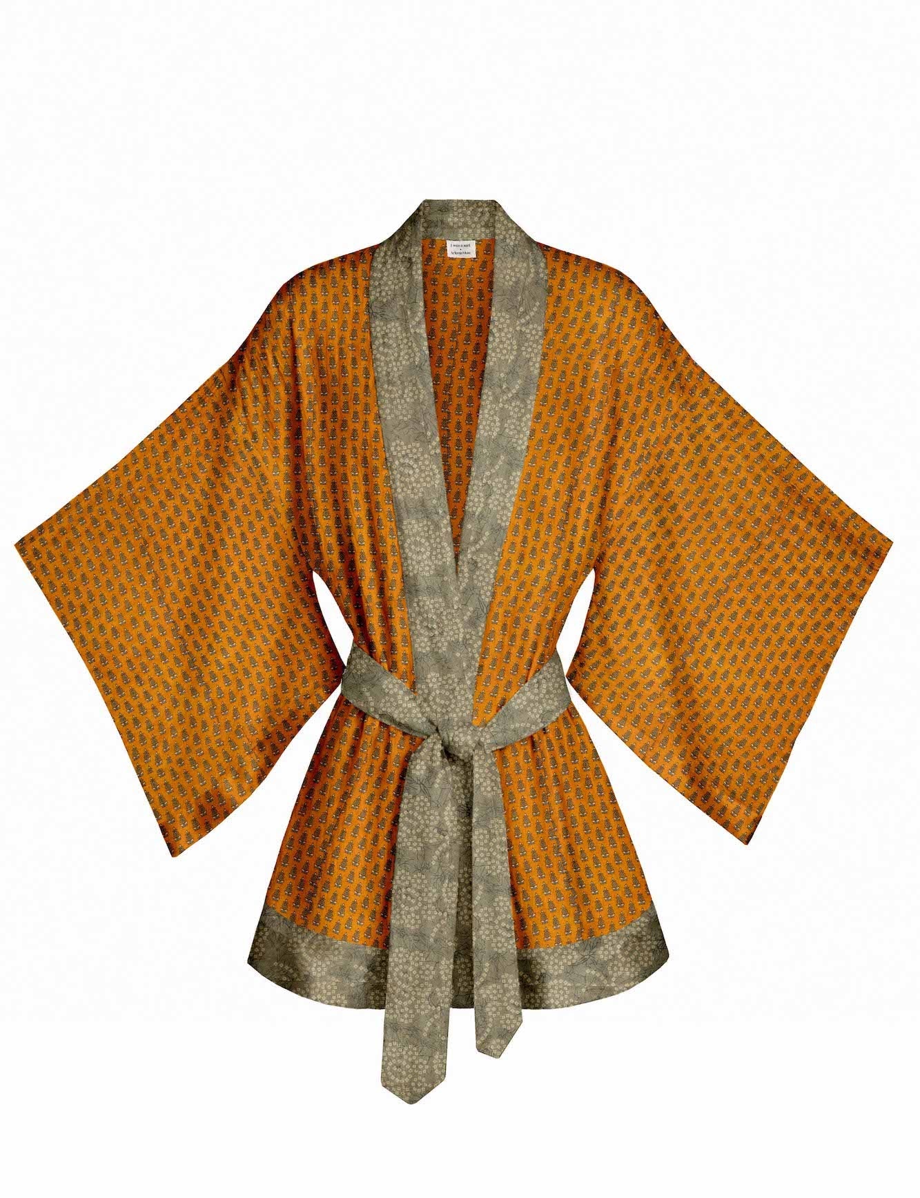 Women's Yellow One Of A Kind Recyled Sari Kimono | One Size | Artemis Muse