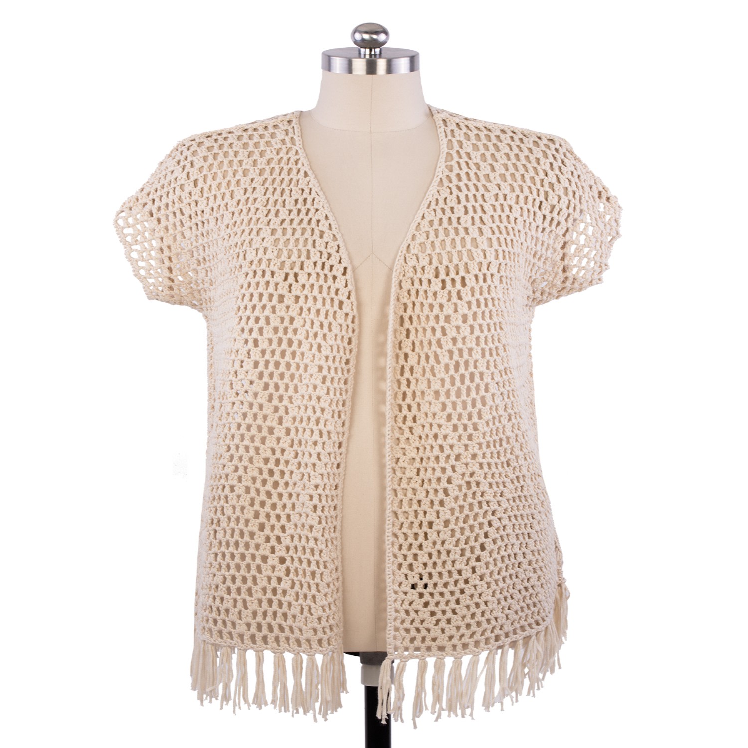 Saachi Women's White Moondial Crochet Kimono In White