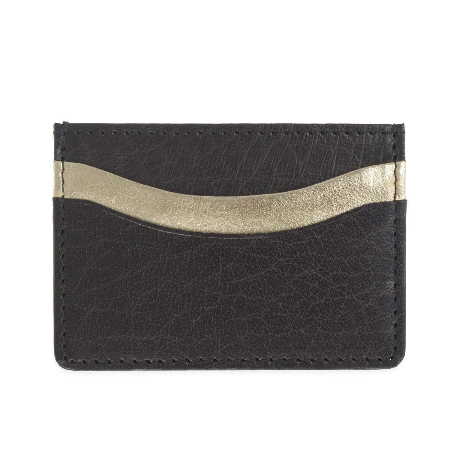 Women’s Zing Black & Gold Leather Card Holder Vida Vida