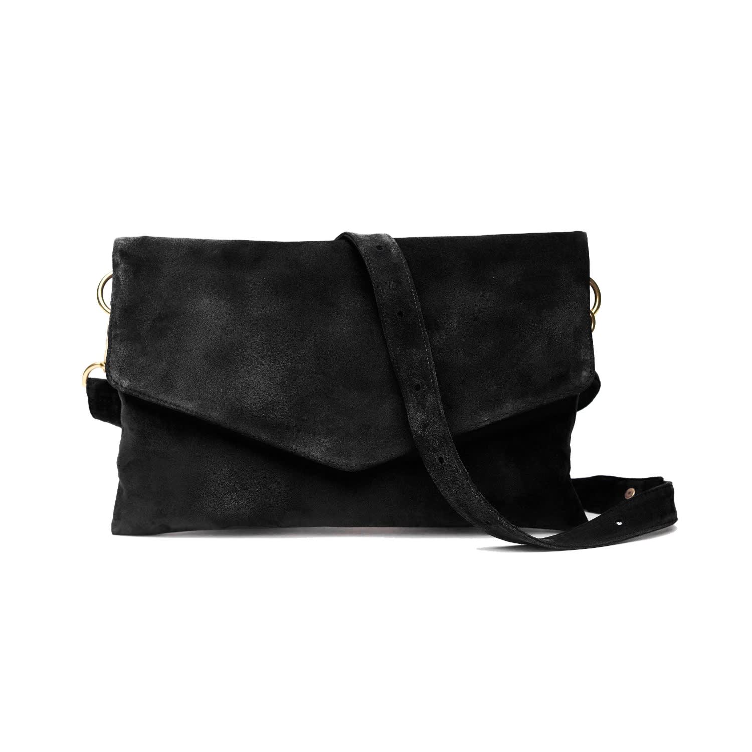 black suede crossbody purse