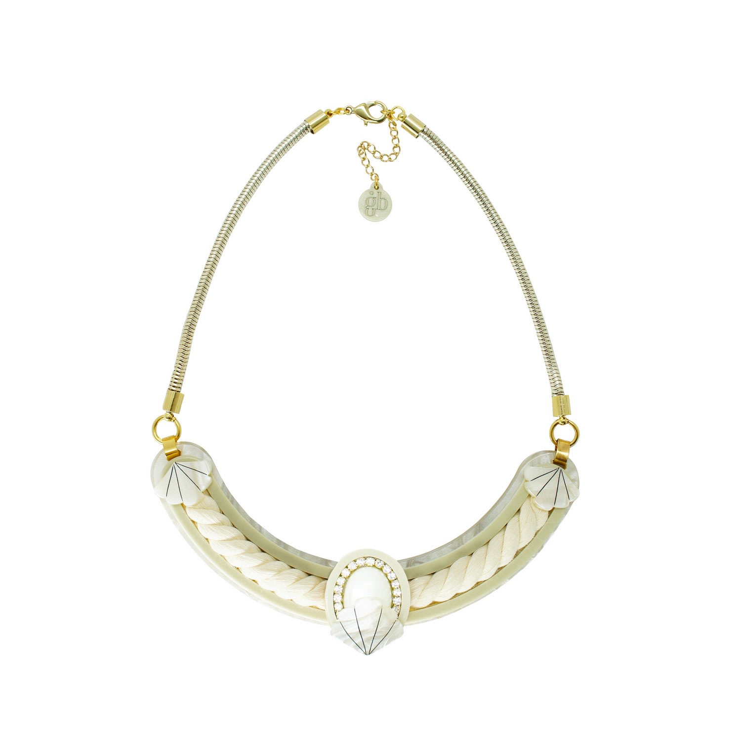 Gissa Bicalho Women's Neutrals Handmade Necklace  Shell And Pearl Cord Clay In Yellow