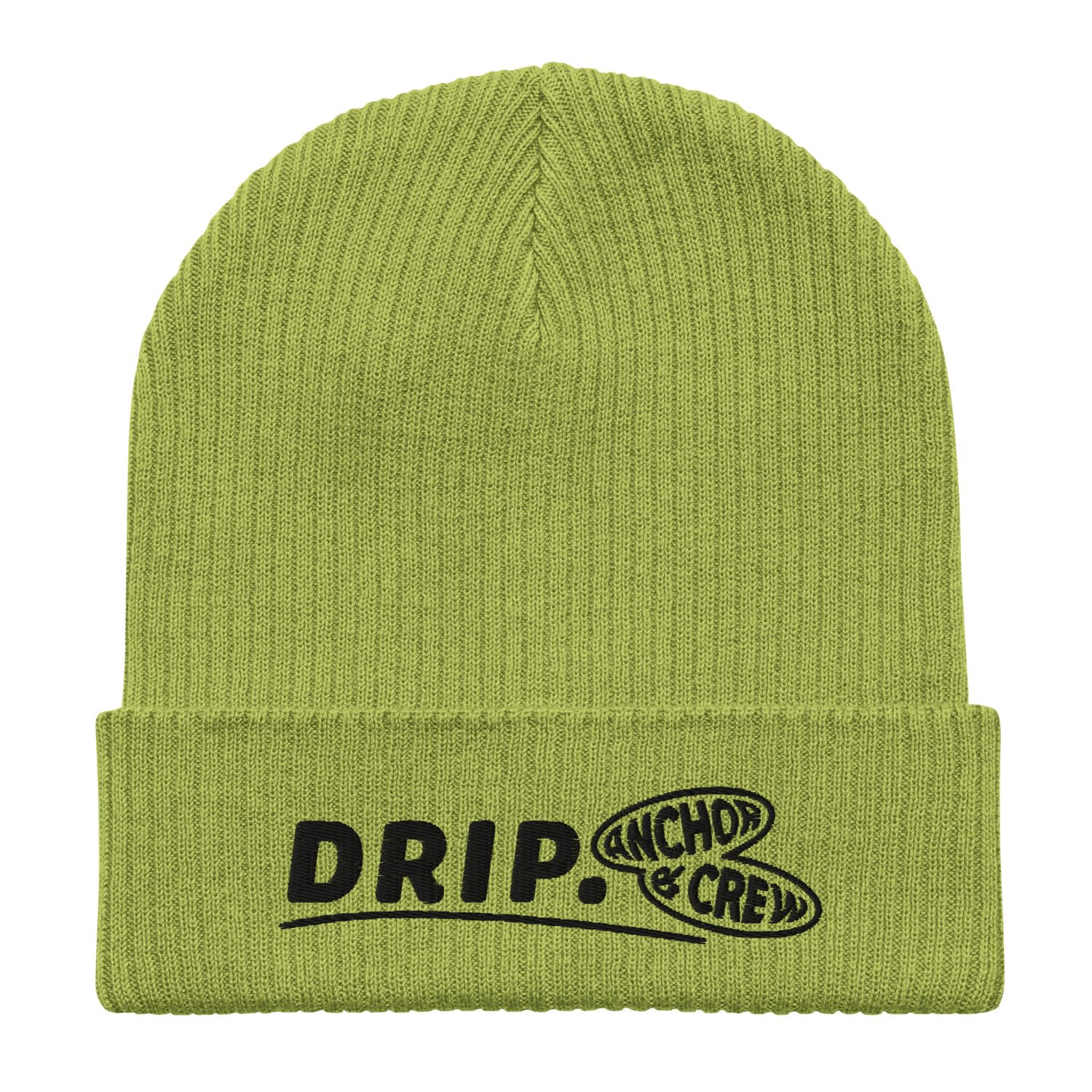 Anchor & Crew Leaf Green Drip Gen. Organic Cotton Embroidered Beanie - Men In Green