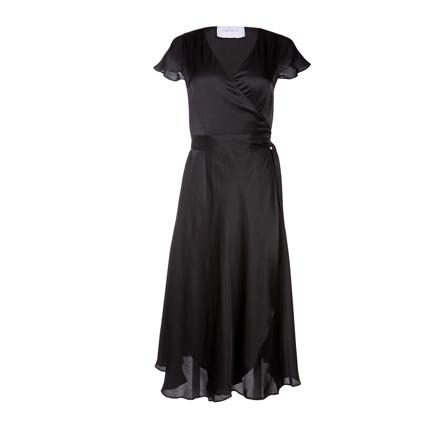 Women’s Doris Midi Wrapdress In Black Medium Roses are Red