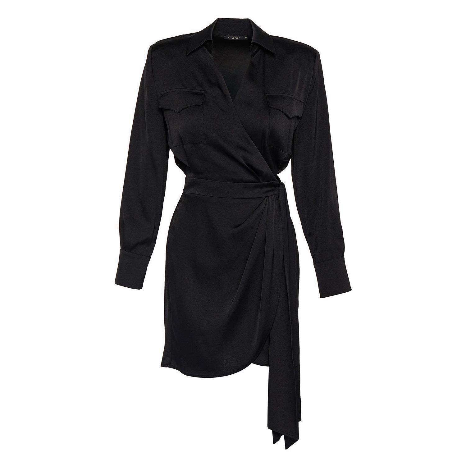 Women’s Waist Tie Detailed Black Wrap Dress Extra Small Rue Les Createurs