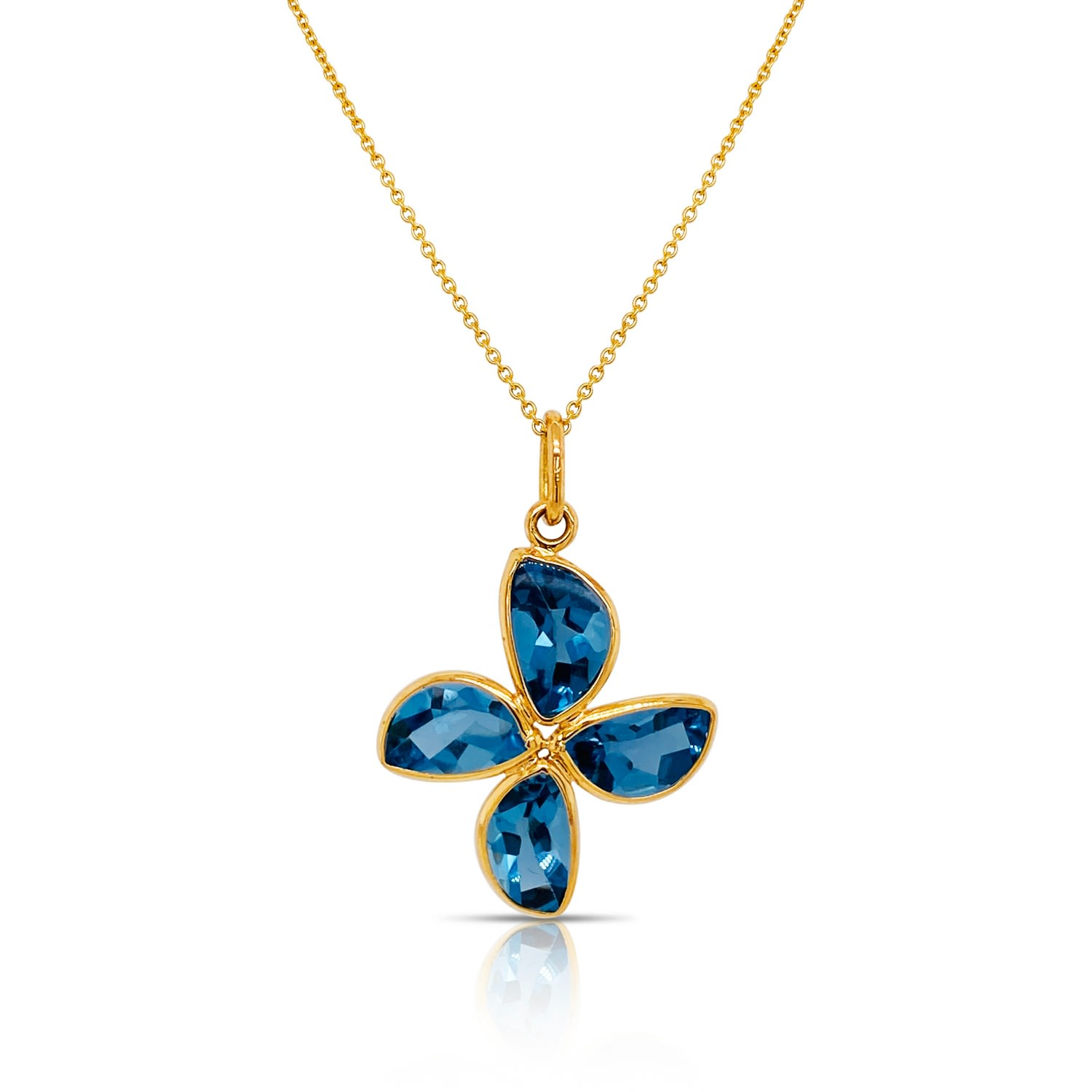 Women’s London Blue Topaz D Shape Pendant In 18K Yellow Gold Tresor Collection