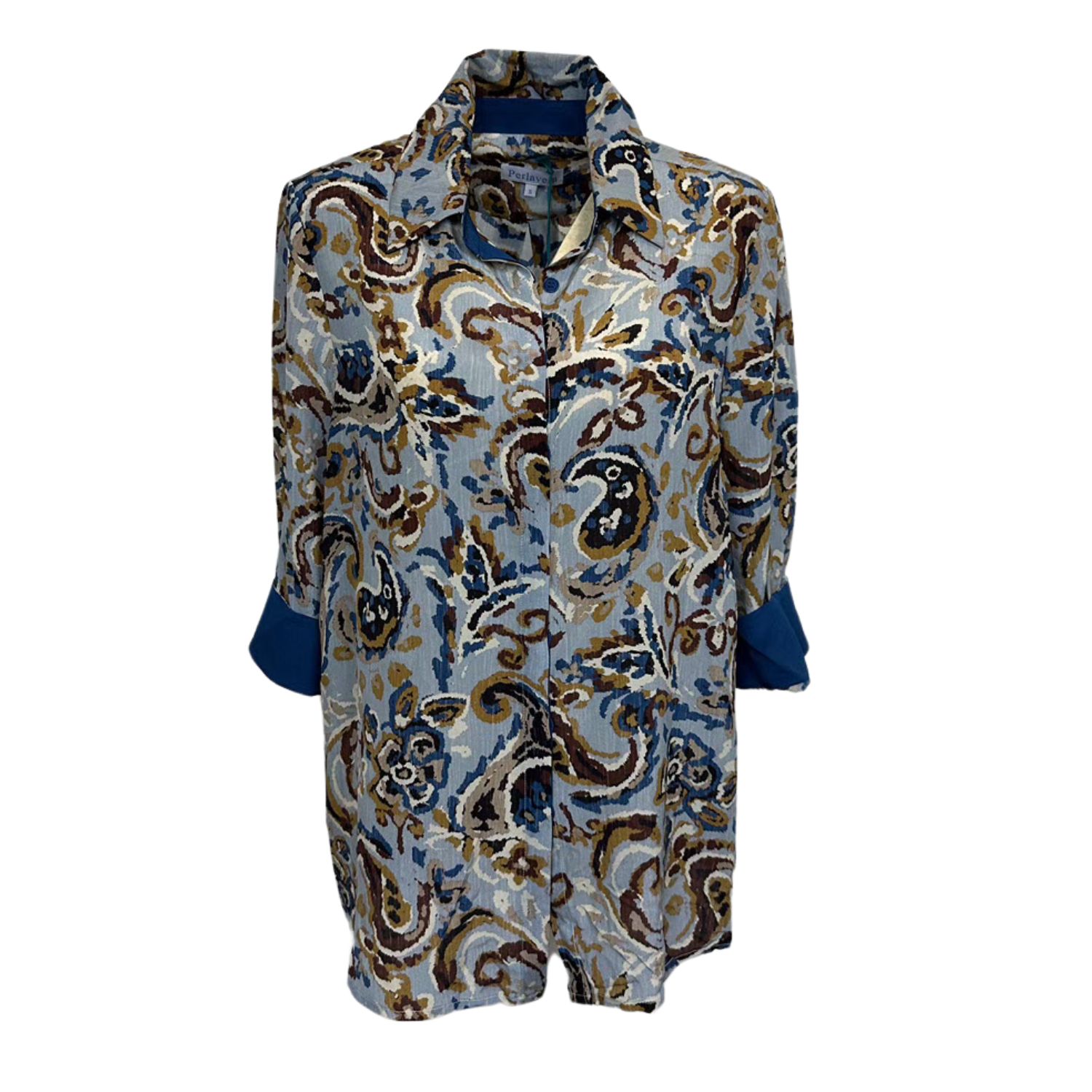 Perlavera Women's Blue / Yellow / Orange Milo Iris Beach Silk Blouse In Blue/yellow/orange