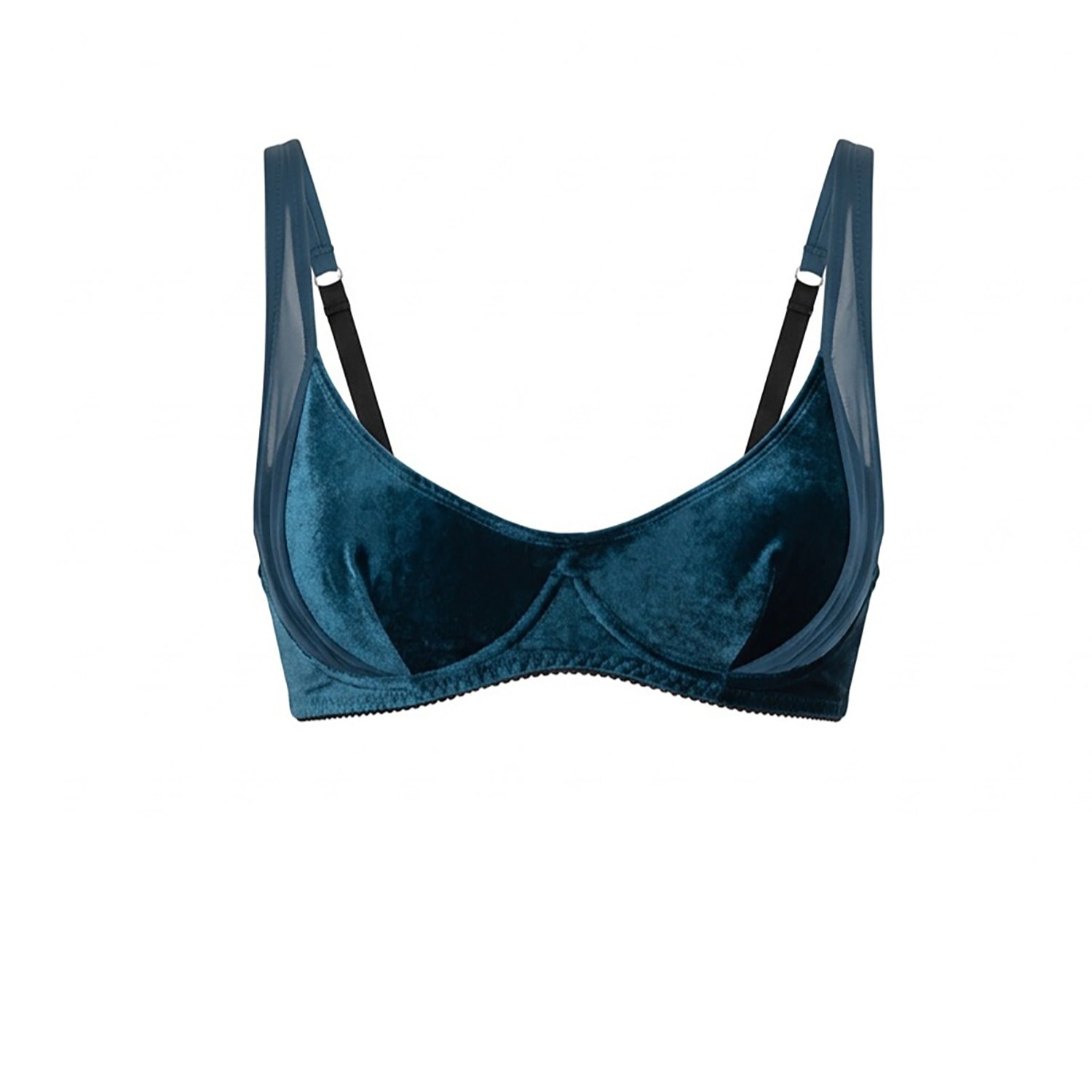 Women's Blue Barcelona Velvet & Tulle Scoop Bra