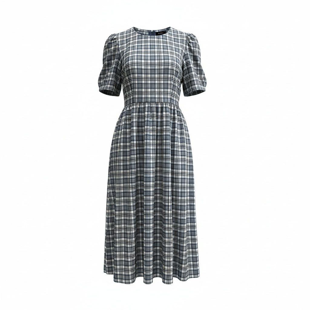 Women's Flora Dress - Blue Check Cotton | XXL | Beira