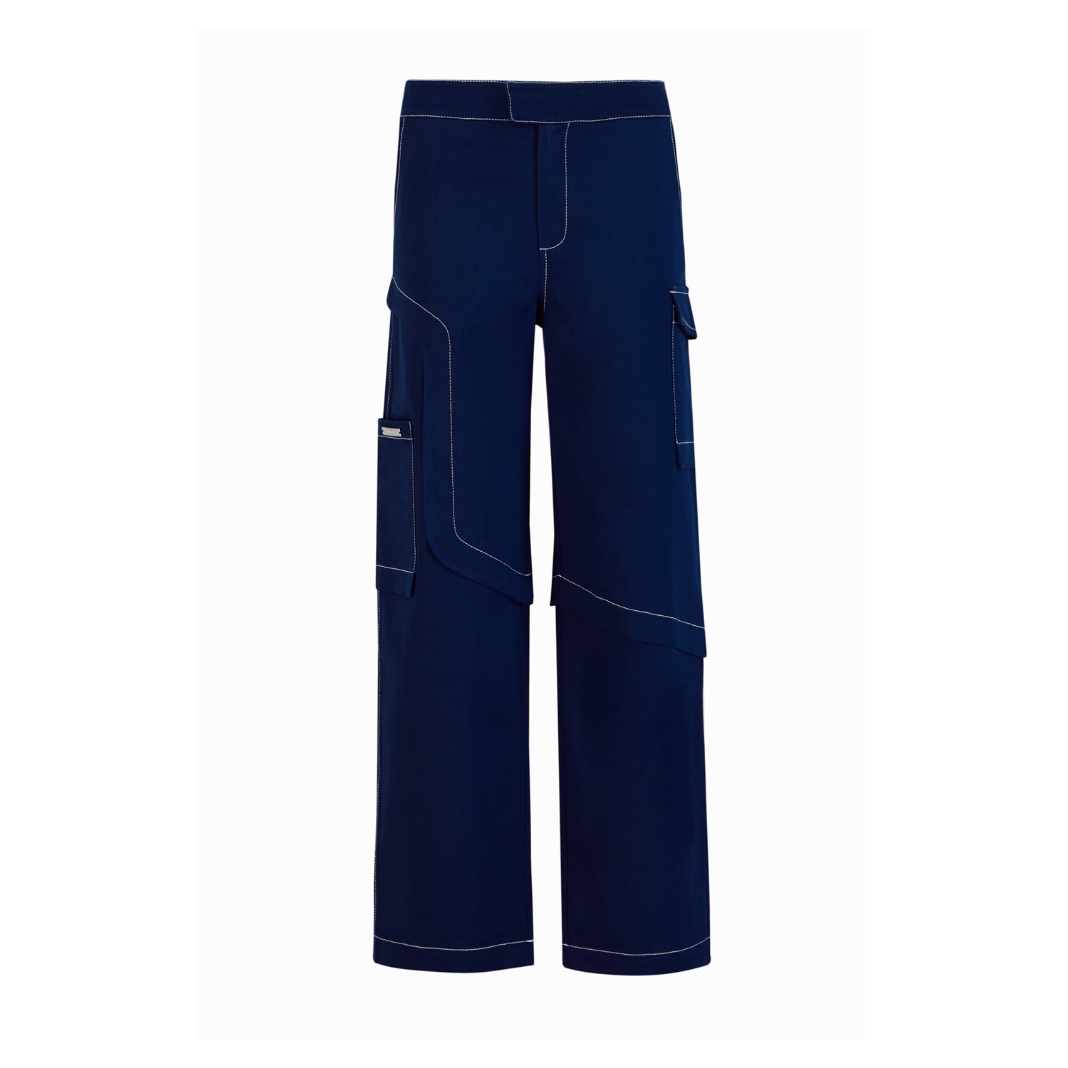 Kntlgy Navy Blue Cotton Baggy Cargo Pants S