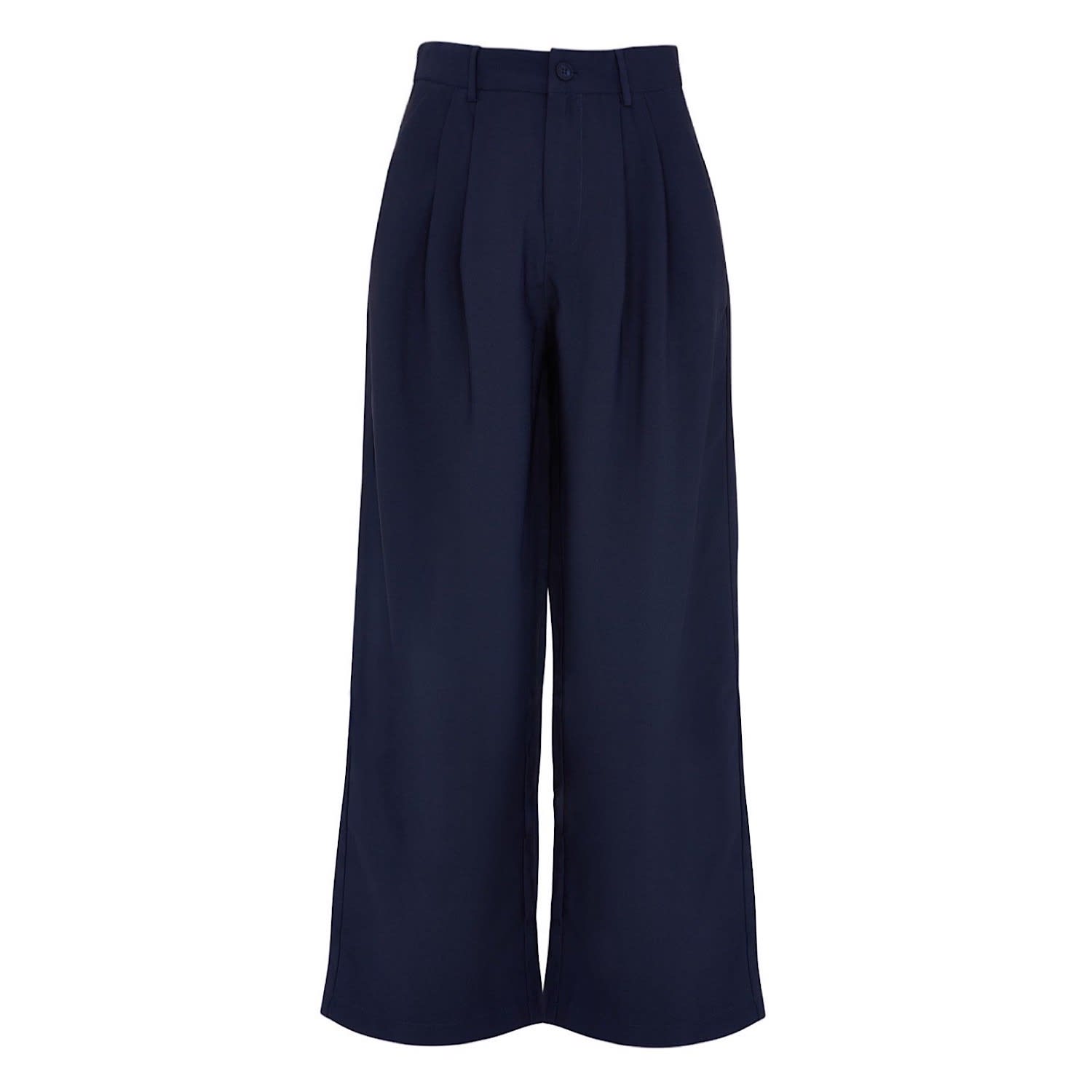 XXL only - high waist navy wool trousers with button fly and brace buttons  - Elgar Shirts