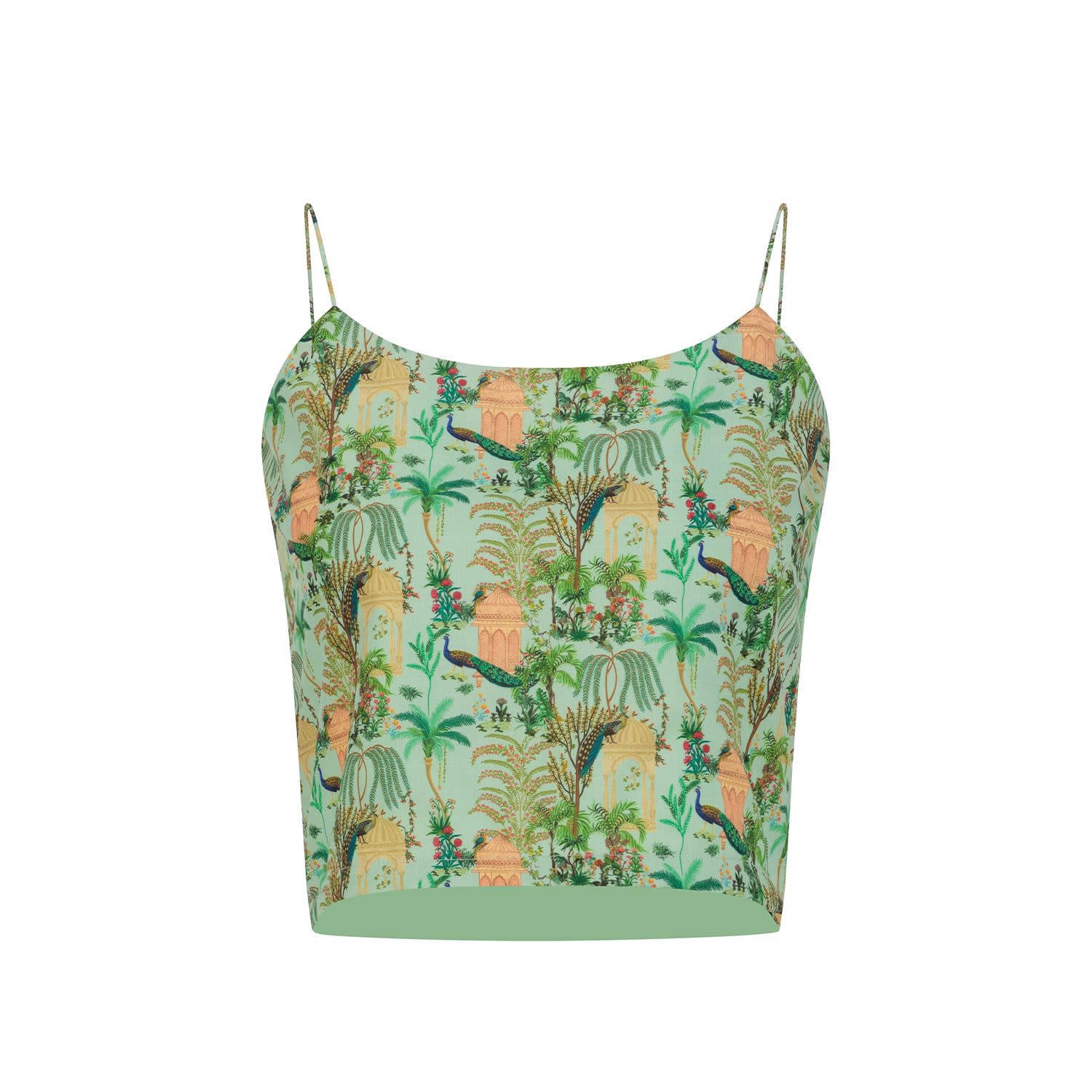 Women’s Green Nature Unwrapped Printed Spaghetti Strap Top Small Dhara Sheth Dubai