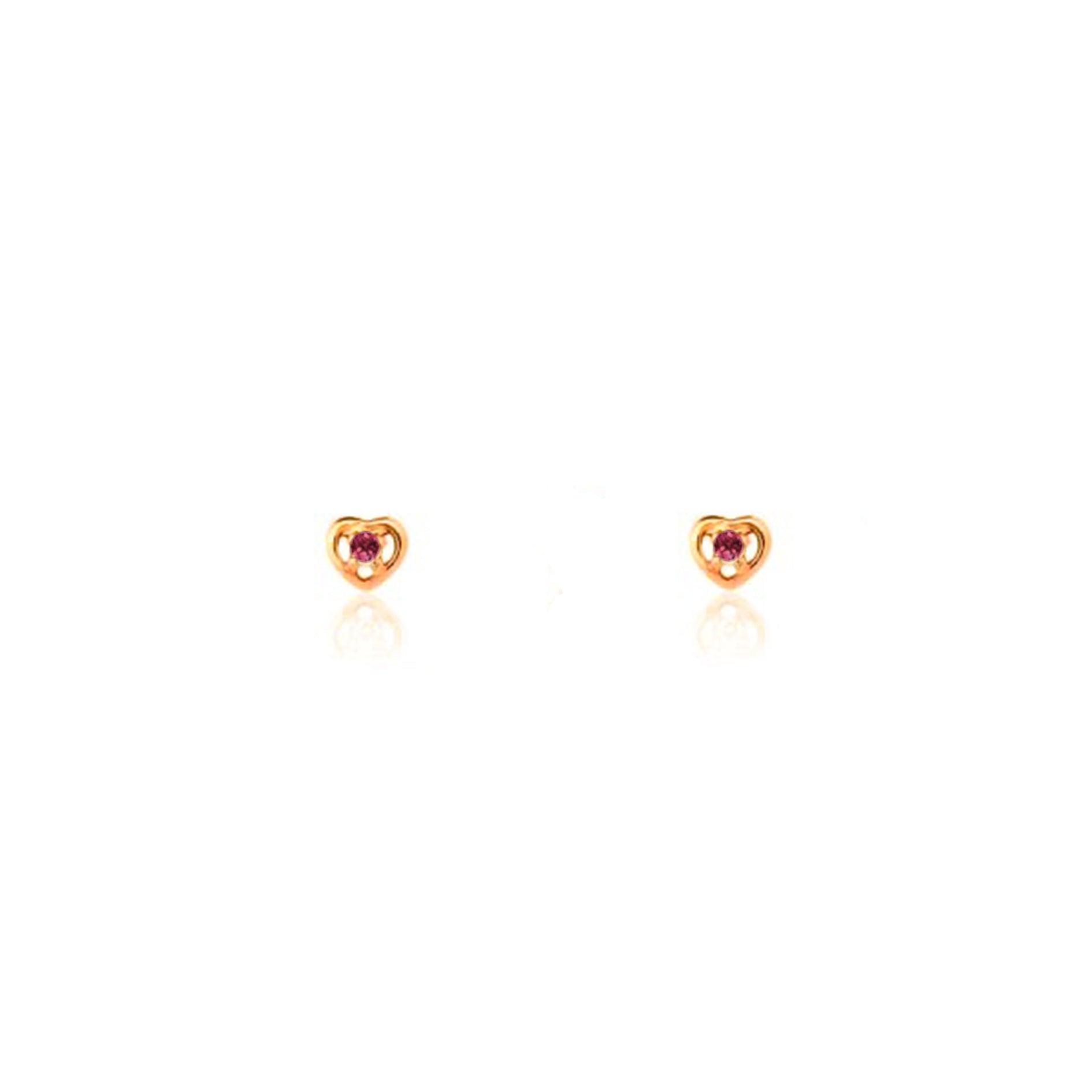 Solio Jewellery Women's Red / Yellow / Gold Tiny Heart Rubi Stud Gold In Gold