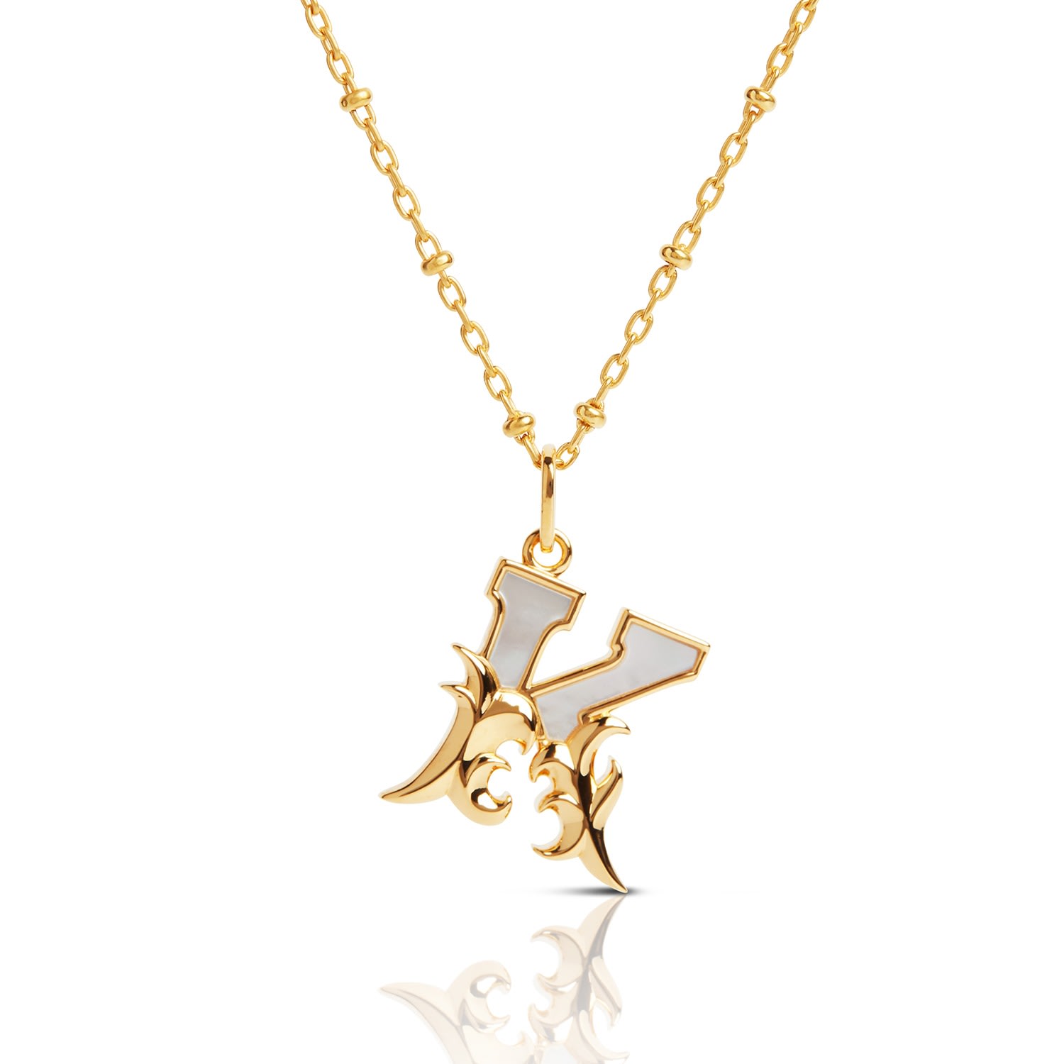 Women’s Gold Plated K Initial Necklace With Mother Of Pearl Kasun