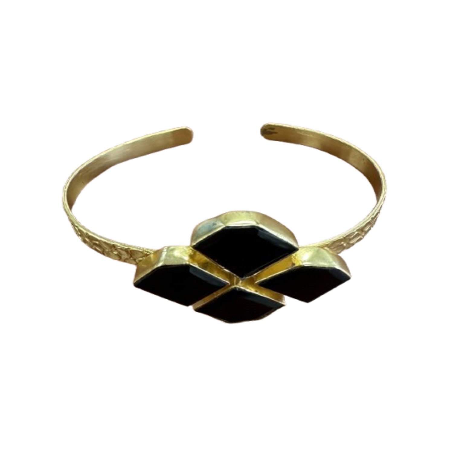 Women&rsquo;s Gold Black Onyx Bracelet Cuff | Saachi