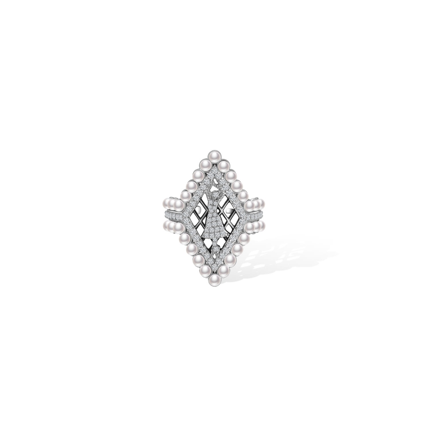 Retro Chic Women's White / Black / Silver Black Royal Ballet Ring