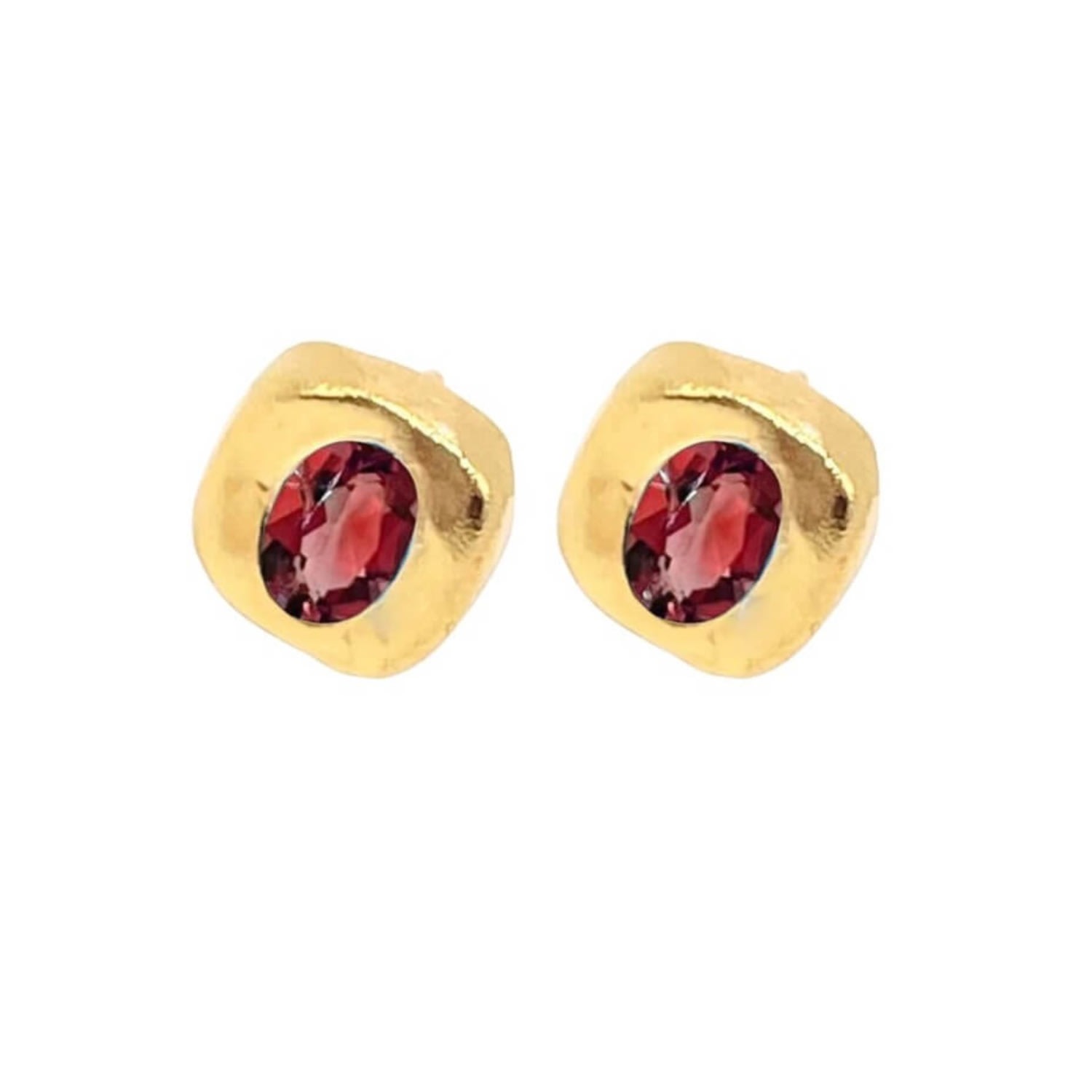 Amy Delson Jewelry Women's Red / Gold Stella - Red Garnet Gold Stud Earrings In Gold
