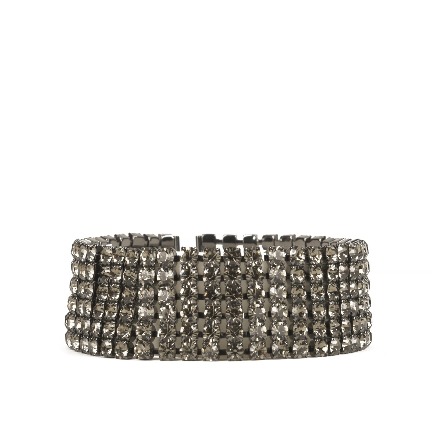 Addicted2 Women's Black Asteria Bracelet With Strands Of Rhinestones In Oxidized Silver In Black