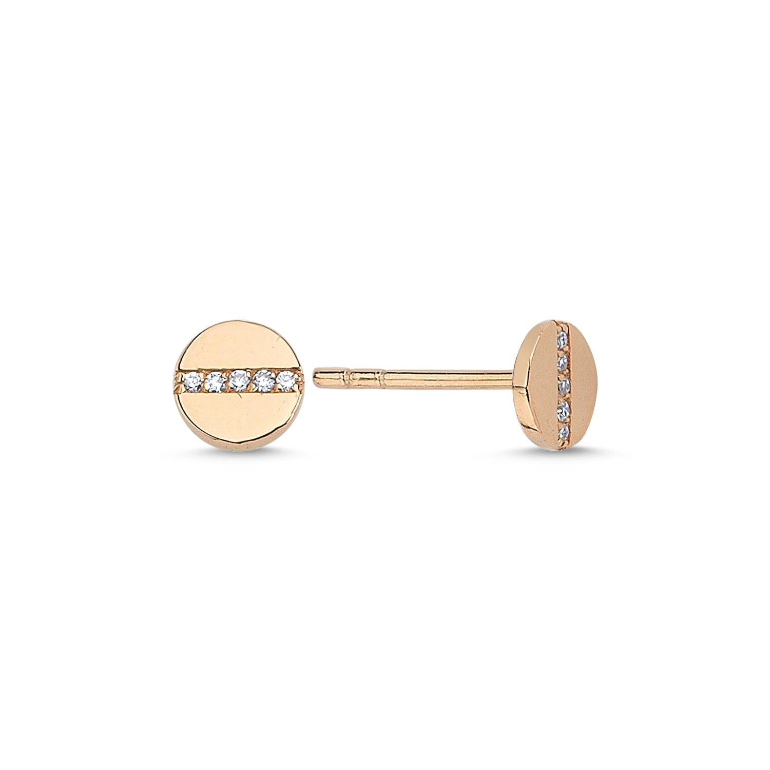 Ecce | Artisan Diamonds Women's Single 14k Rose Gold Tiny Line Diamond Round Earring In Gold