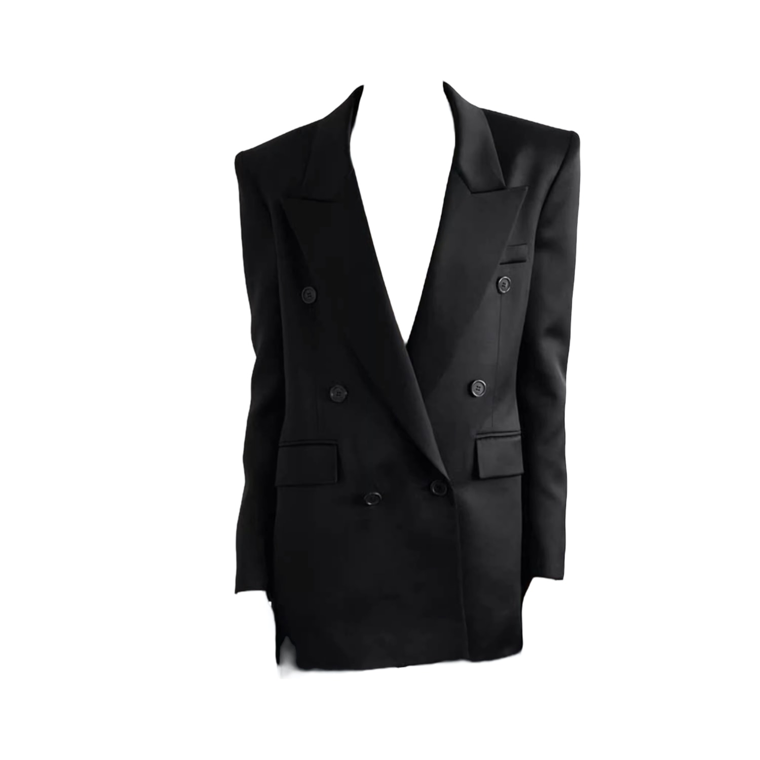 Women's Elegant Mulberry Silk Black Suite Coat Top Jacket | Small | Wjy Studio London