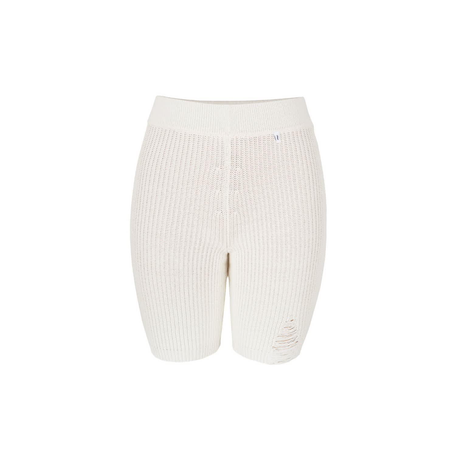 white ribbed cycling shorts