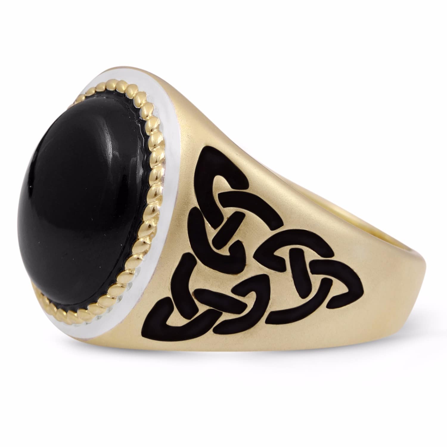 Black Onyx Stone Ring Lmj Wolf Badger