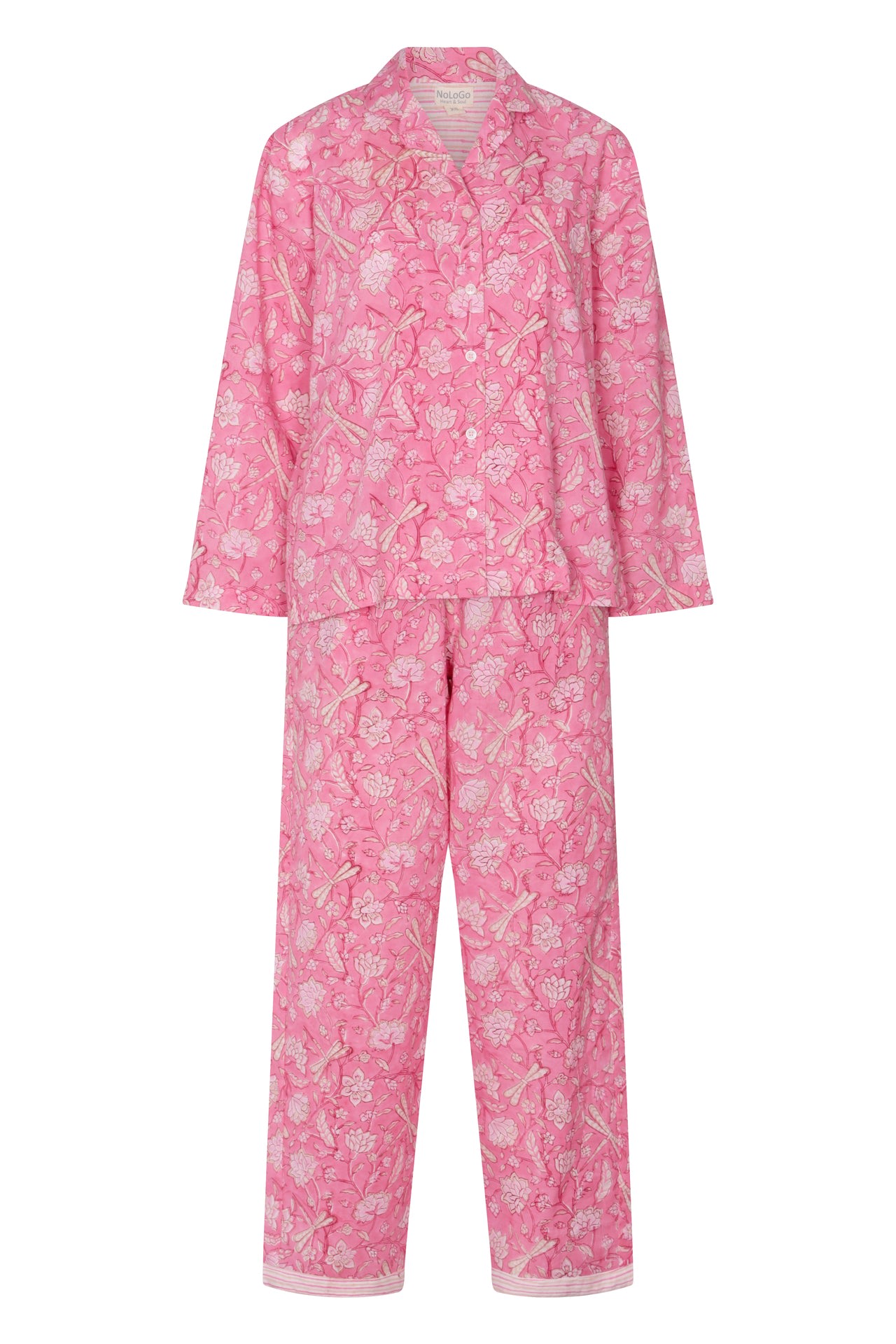 Women's Hand Printed Pj's - Dragonfly Pink | Extra Large | Nologo-Chic