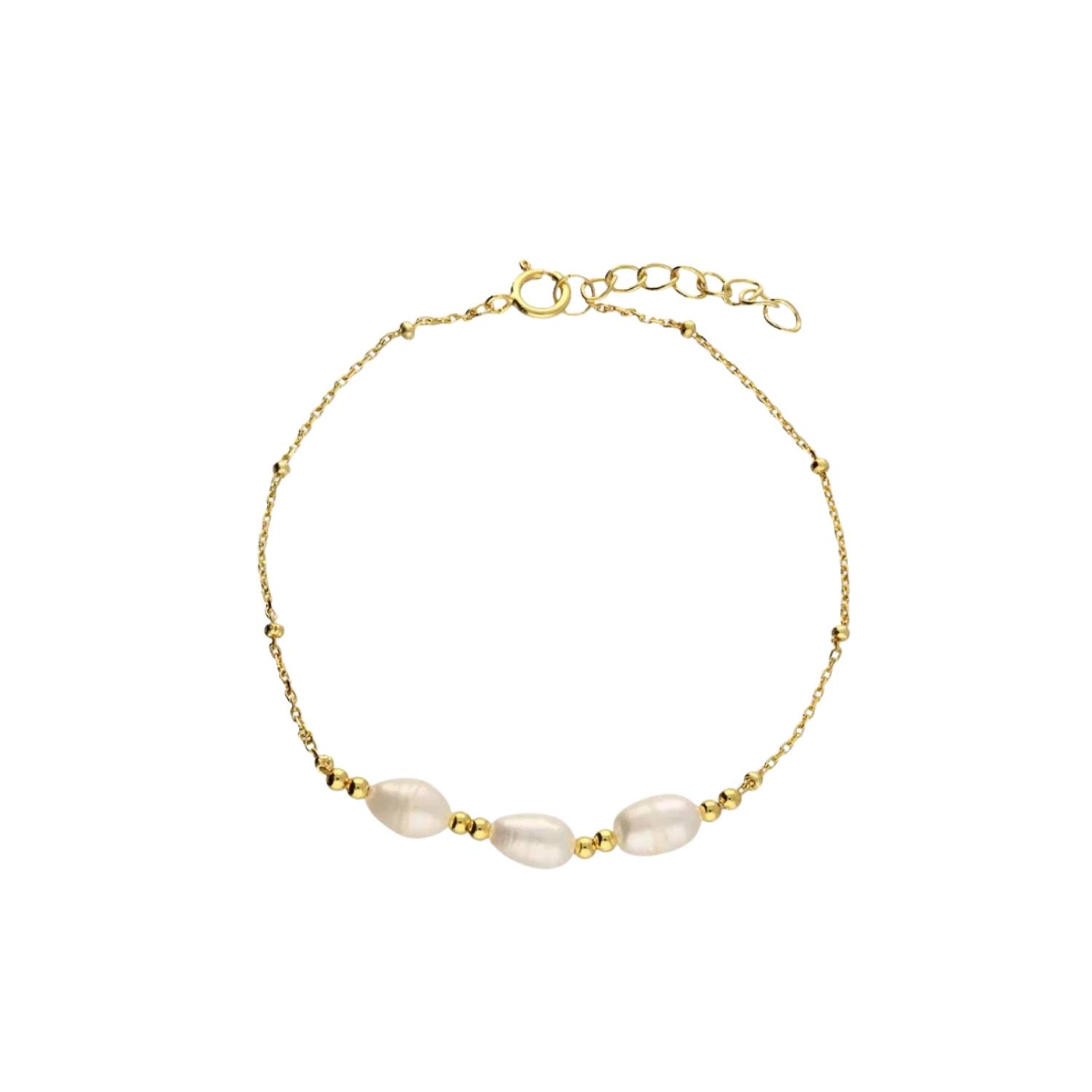 Women’s Trio Freshwater Pearl Bracelet Gold Plated Fiyah Jewellery