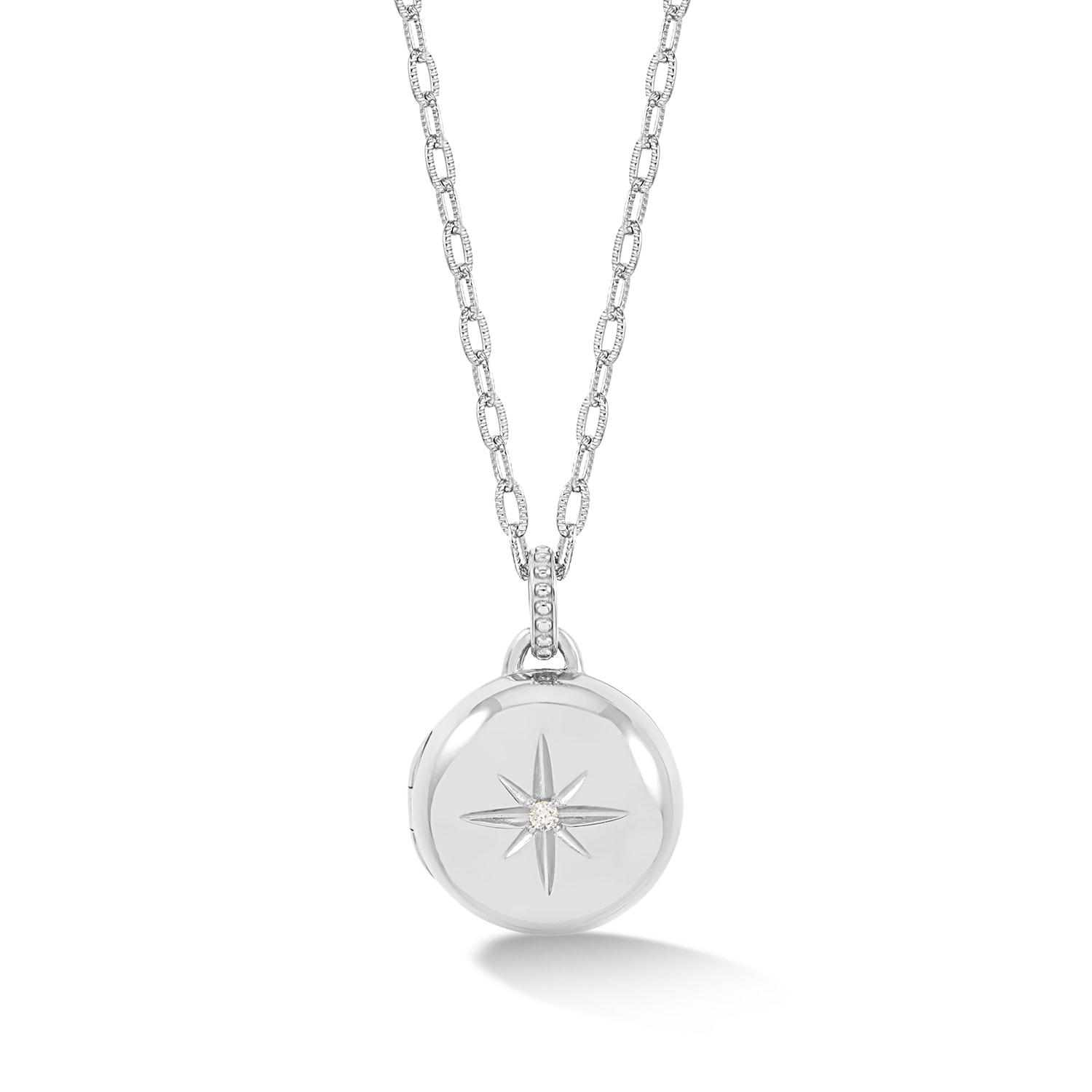 Women’s Diamond Starburst Round Locket Silver Dower & Hall