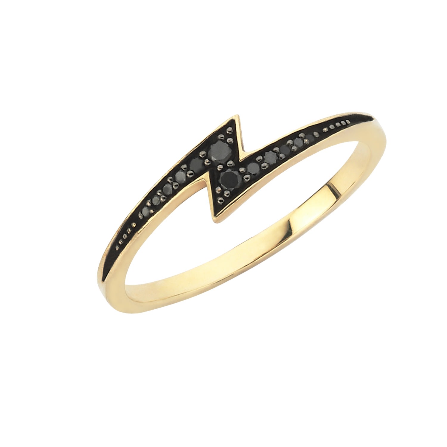 Women’s Gold Zap Black Diamond Ring Zoe and Morgan