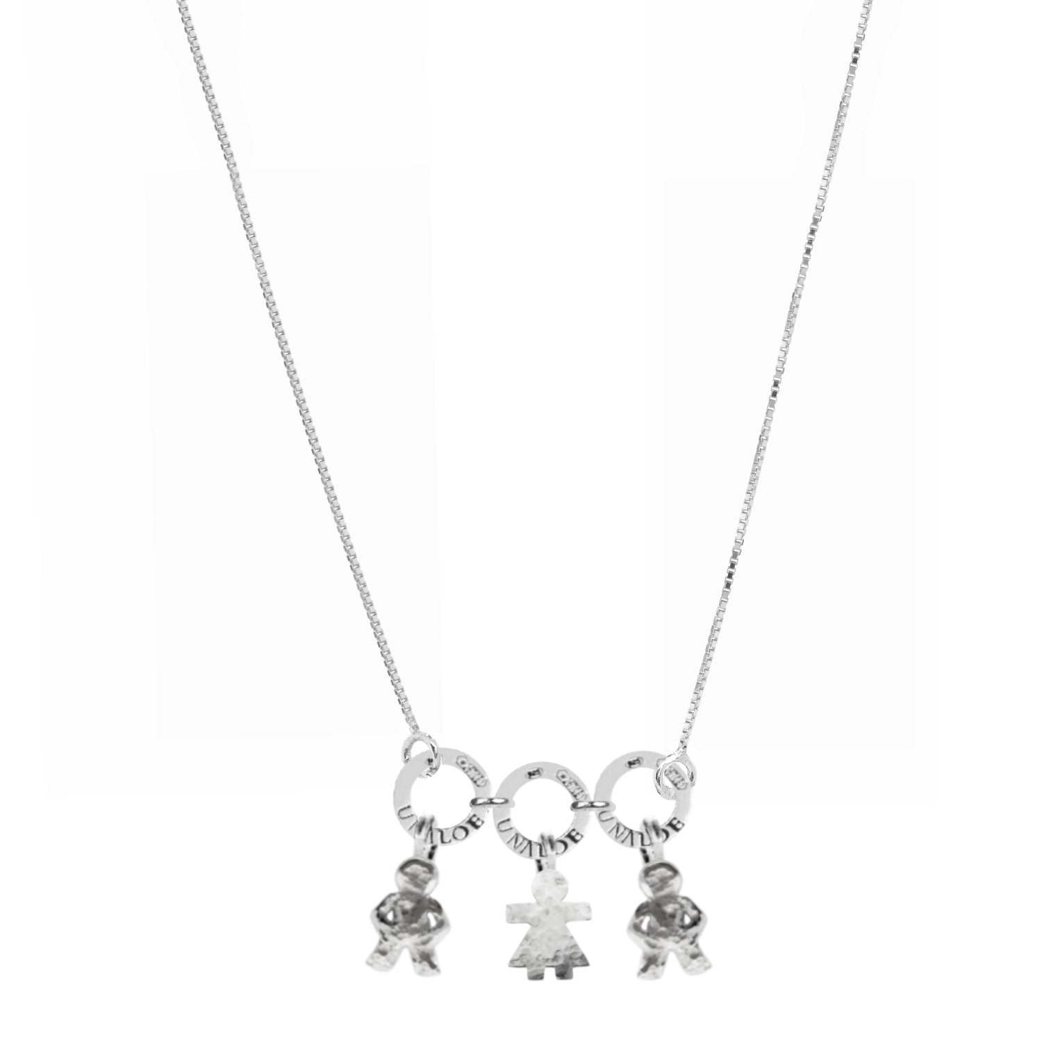 Unaloe Women's Sterling Silver Necklace With Three Baby Charms