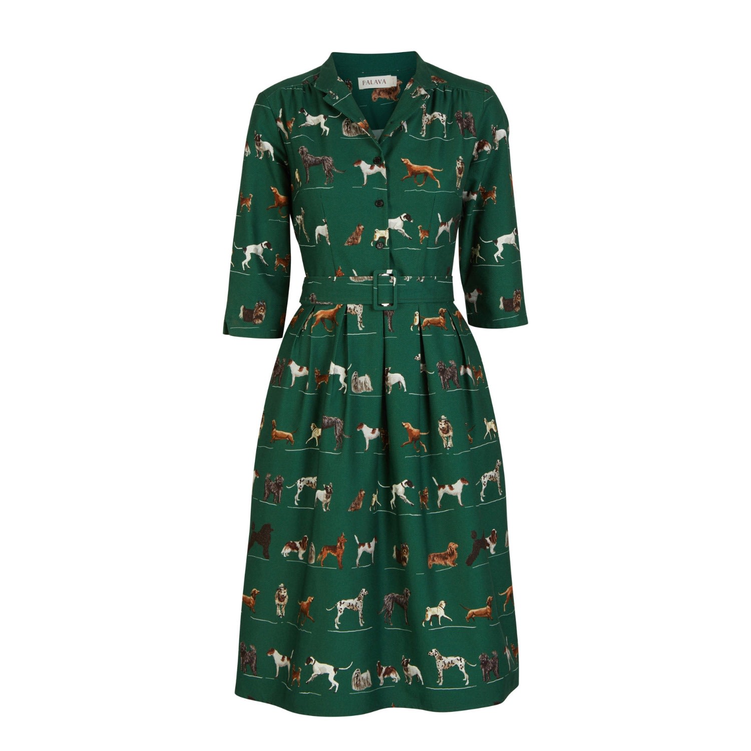 Women’s Cynthia - Green Porcelain Dogs Dress Medium Palava