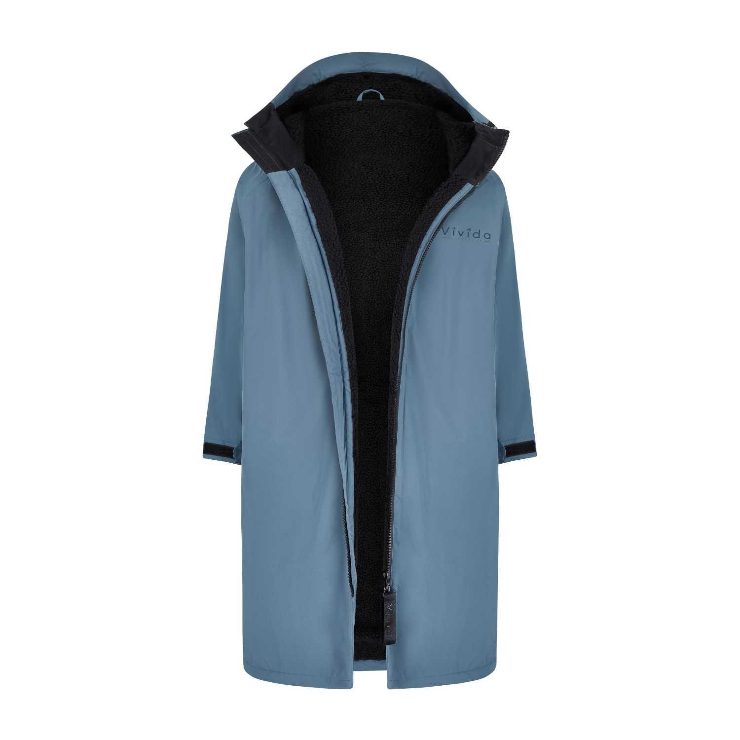 Vivida Women's All Weather Sherpa Changing Robe - Mineral Blue In Blue