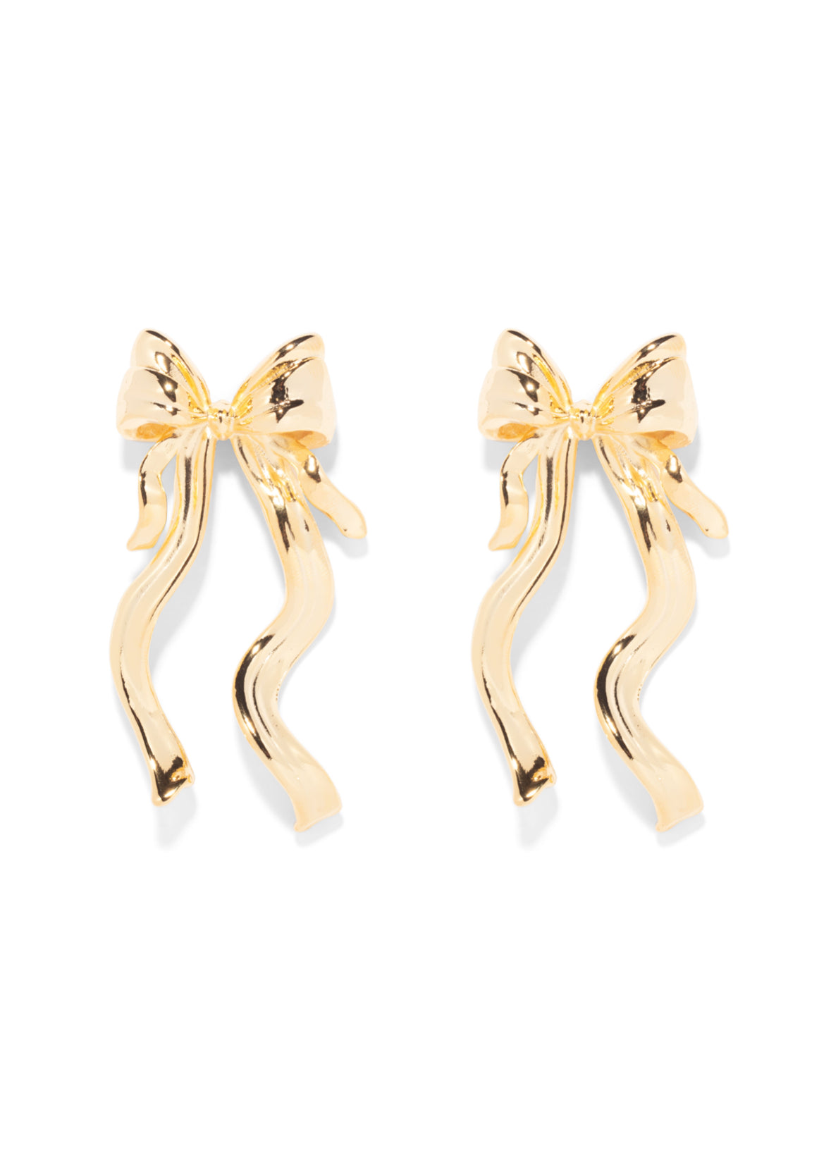 The Pink Reef Women's Gold  Large Sculpted Bow Earrings