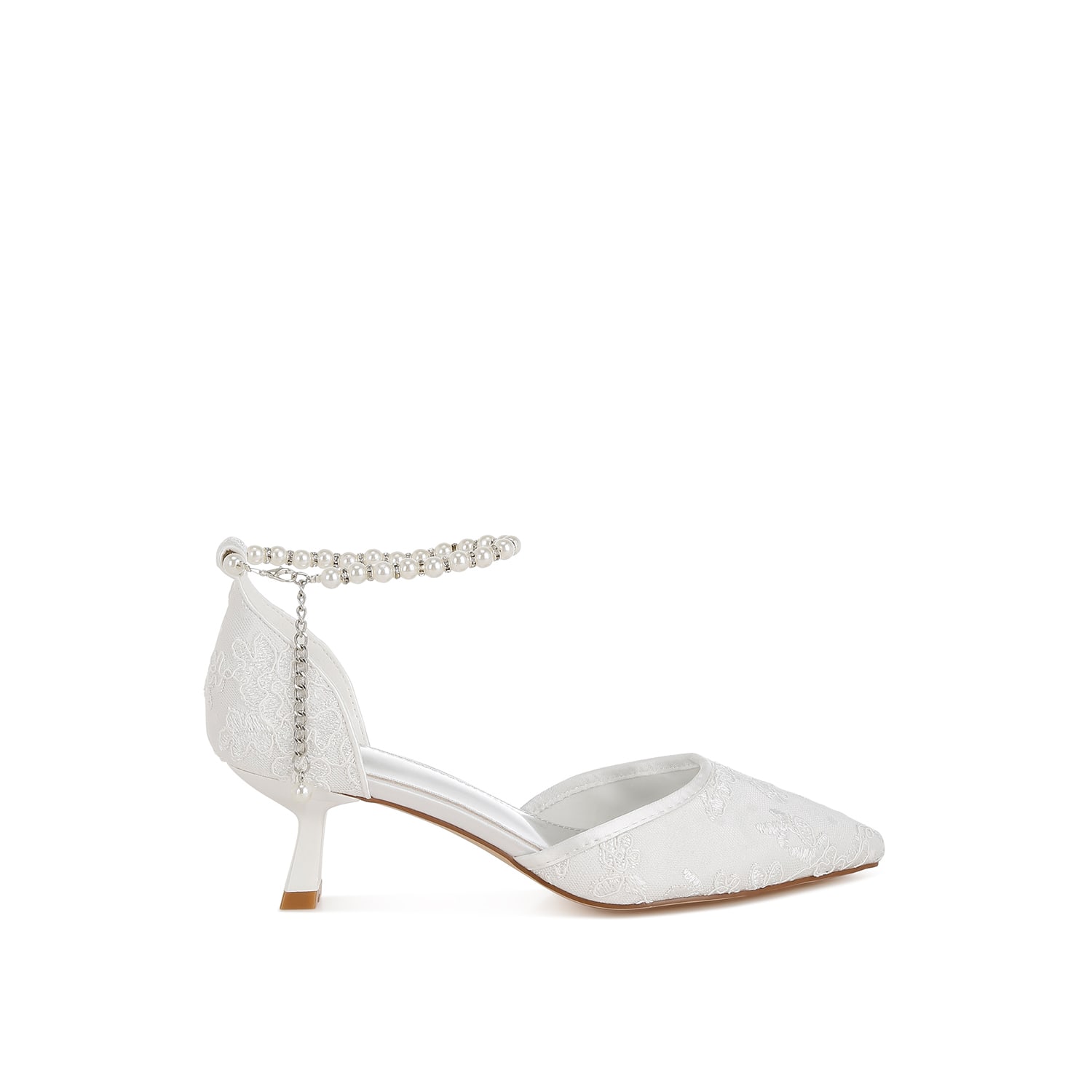 Rag & Co Women's Laika Lace Kitten Heel Sandals In White In White