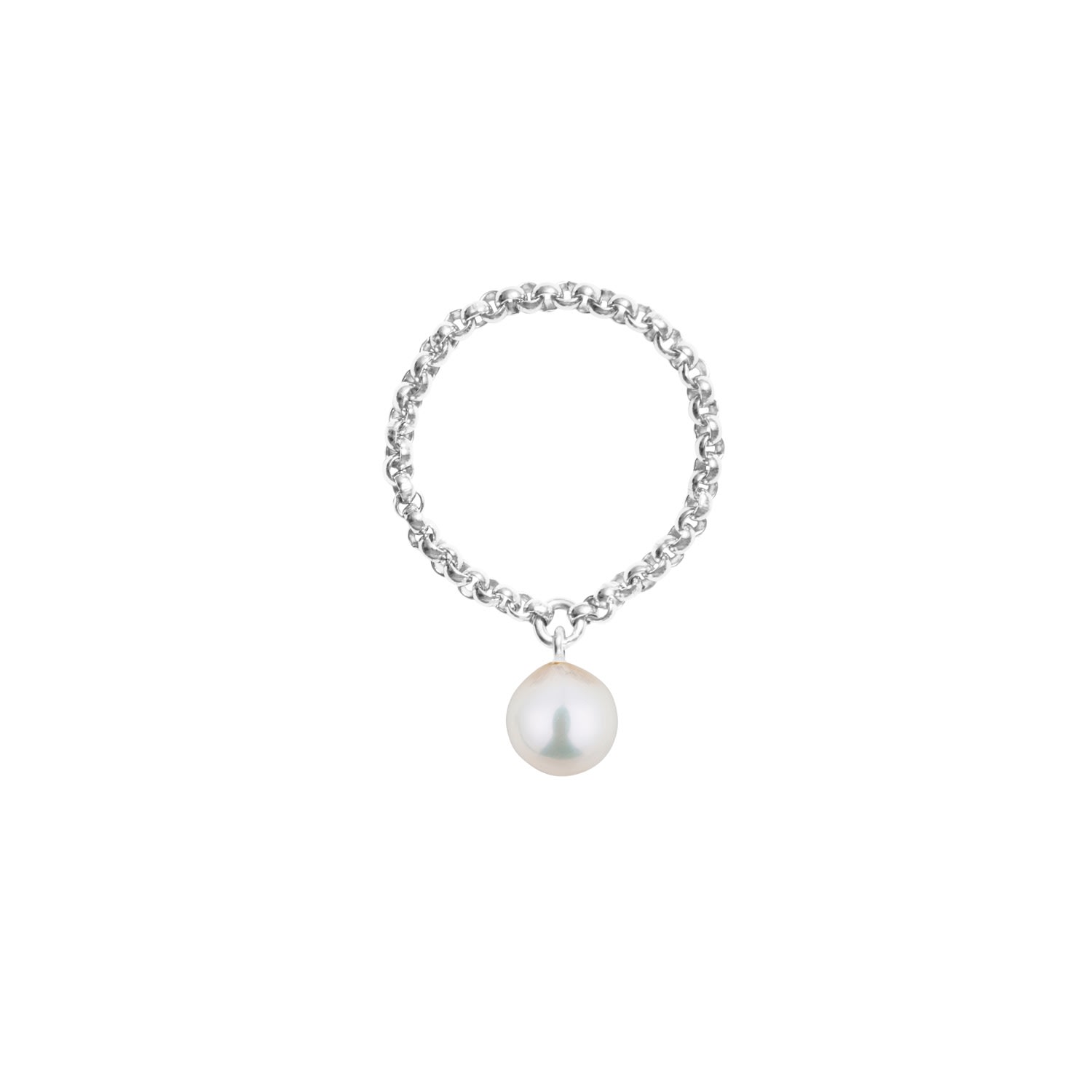 Women’s White / Silver Aila Pearl Chain Ring - Silver Ora Pearls