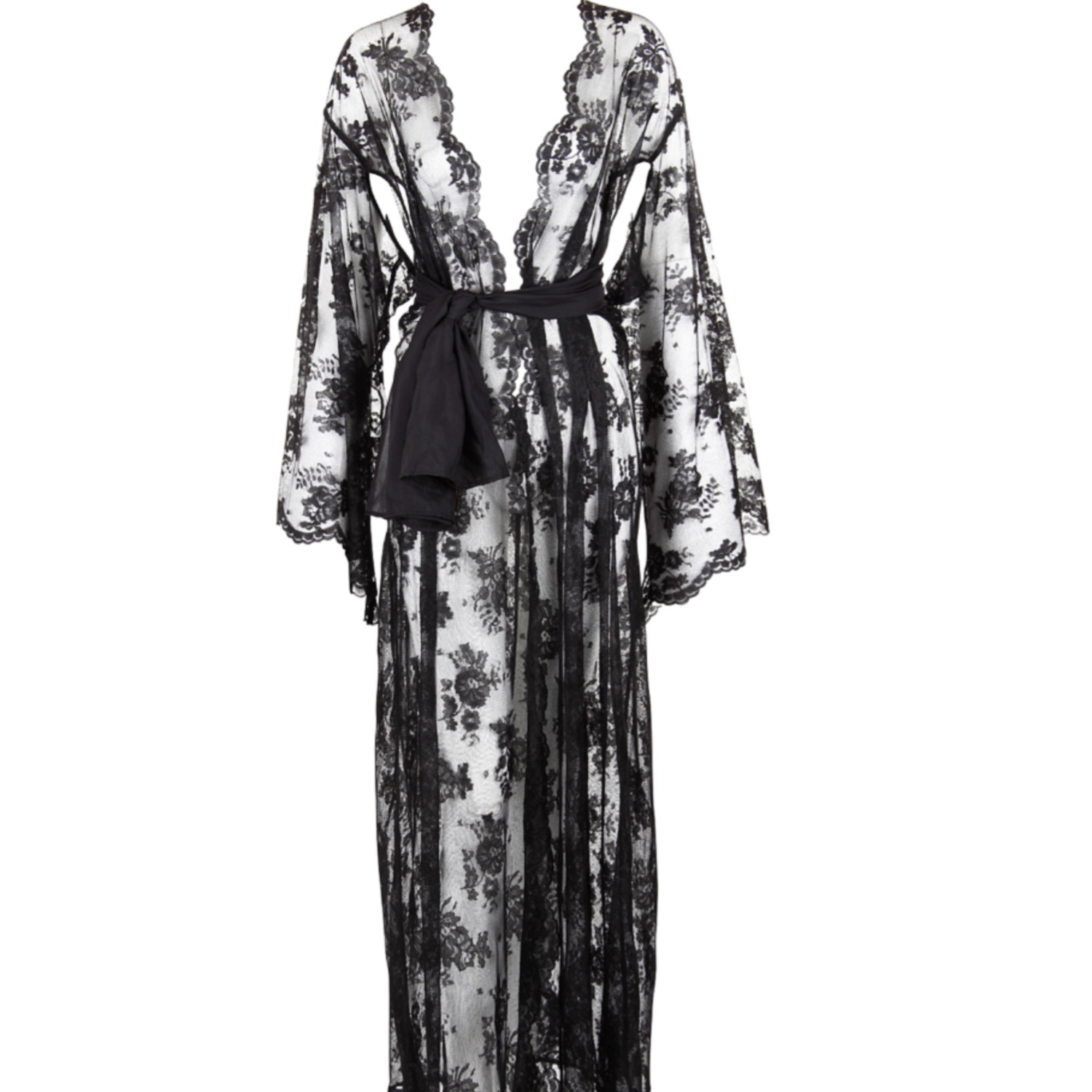 Kalina Noir Full Length Lace Party Festival Kimono XL TO XS |  Belle-et-BonBon | Wolf & Badger