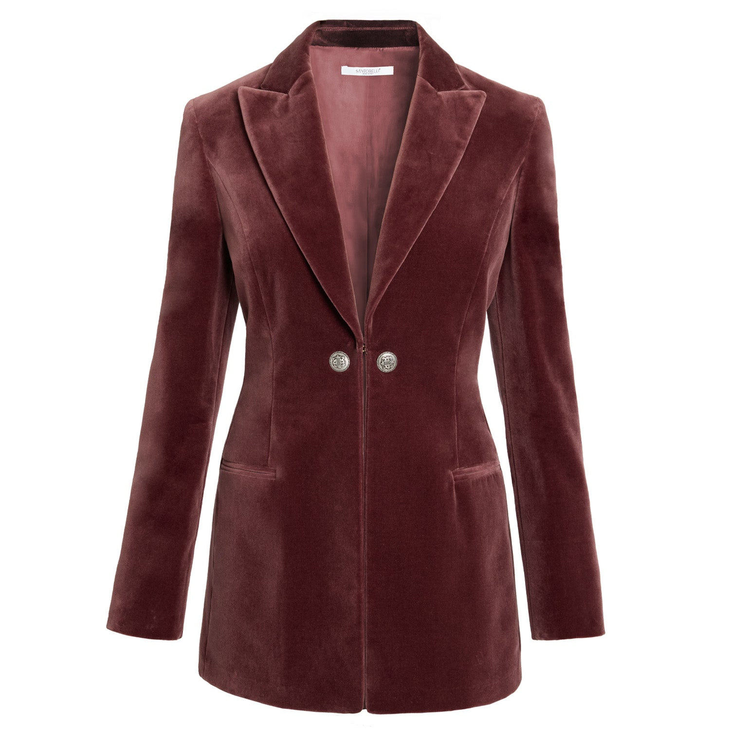 Santorelli Women's Brown Milli Long Velvet Jacket In Luxury Stretch Velvet