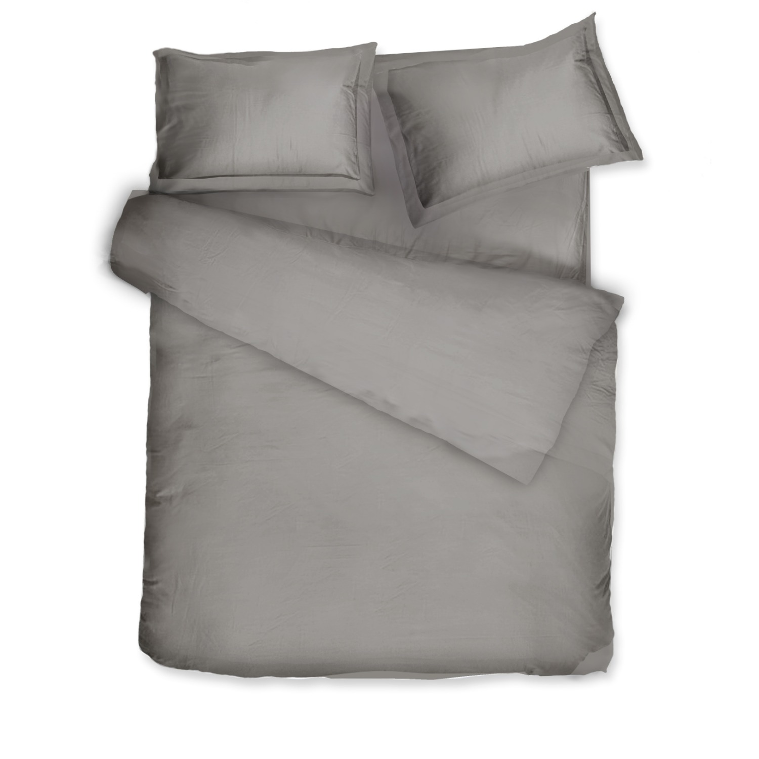 Decoflux Home Grey / Neutrals Sateen Bed Linen Set Solid Taupe Uk Single, Us Twin In Gray