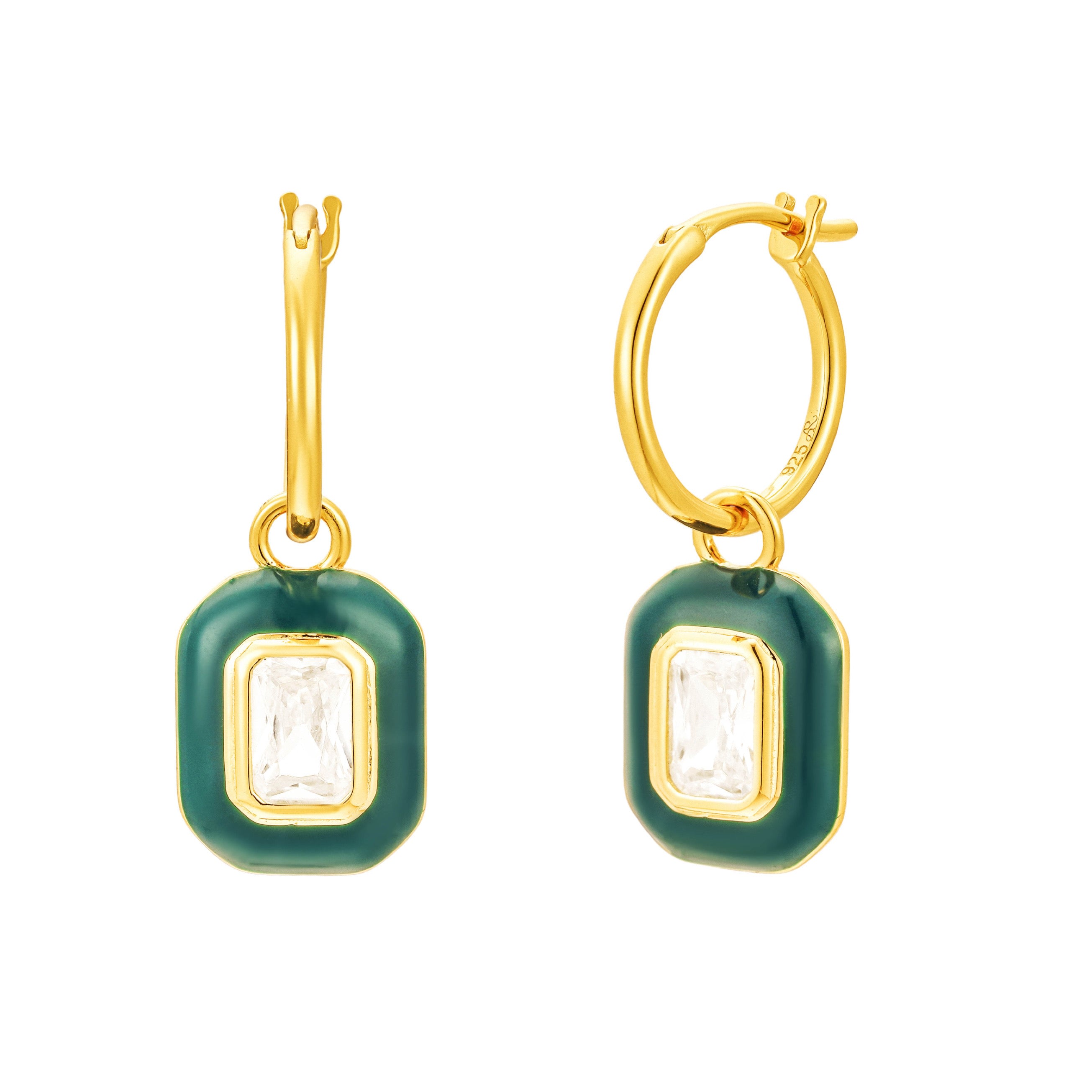 Women’s Gold / Green Baguette & Green Enamel Gold Hopps | Amelia Roxanna Jewellery