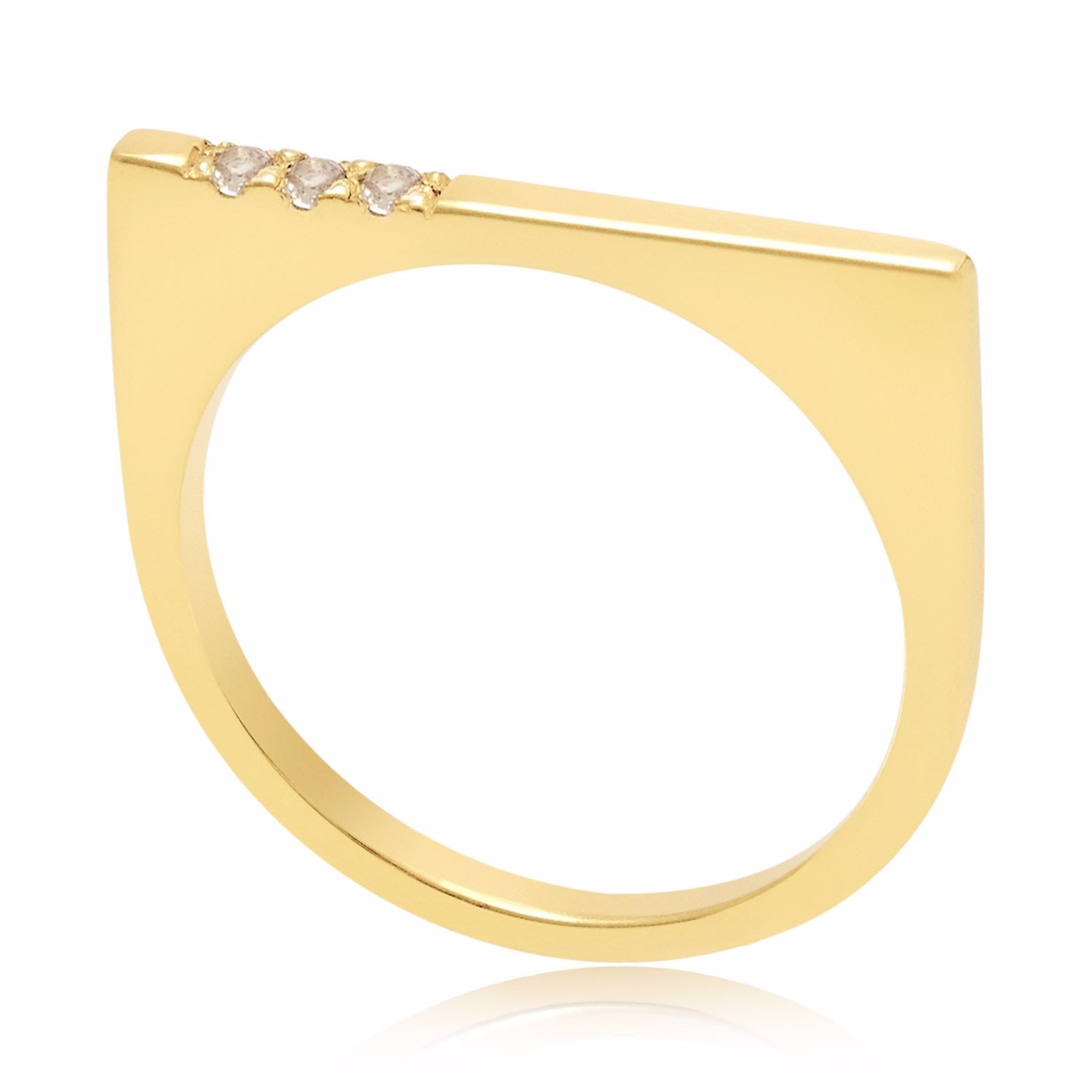 Women’s Minerva Gold Stacking Ring With White Topaz Neola Design