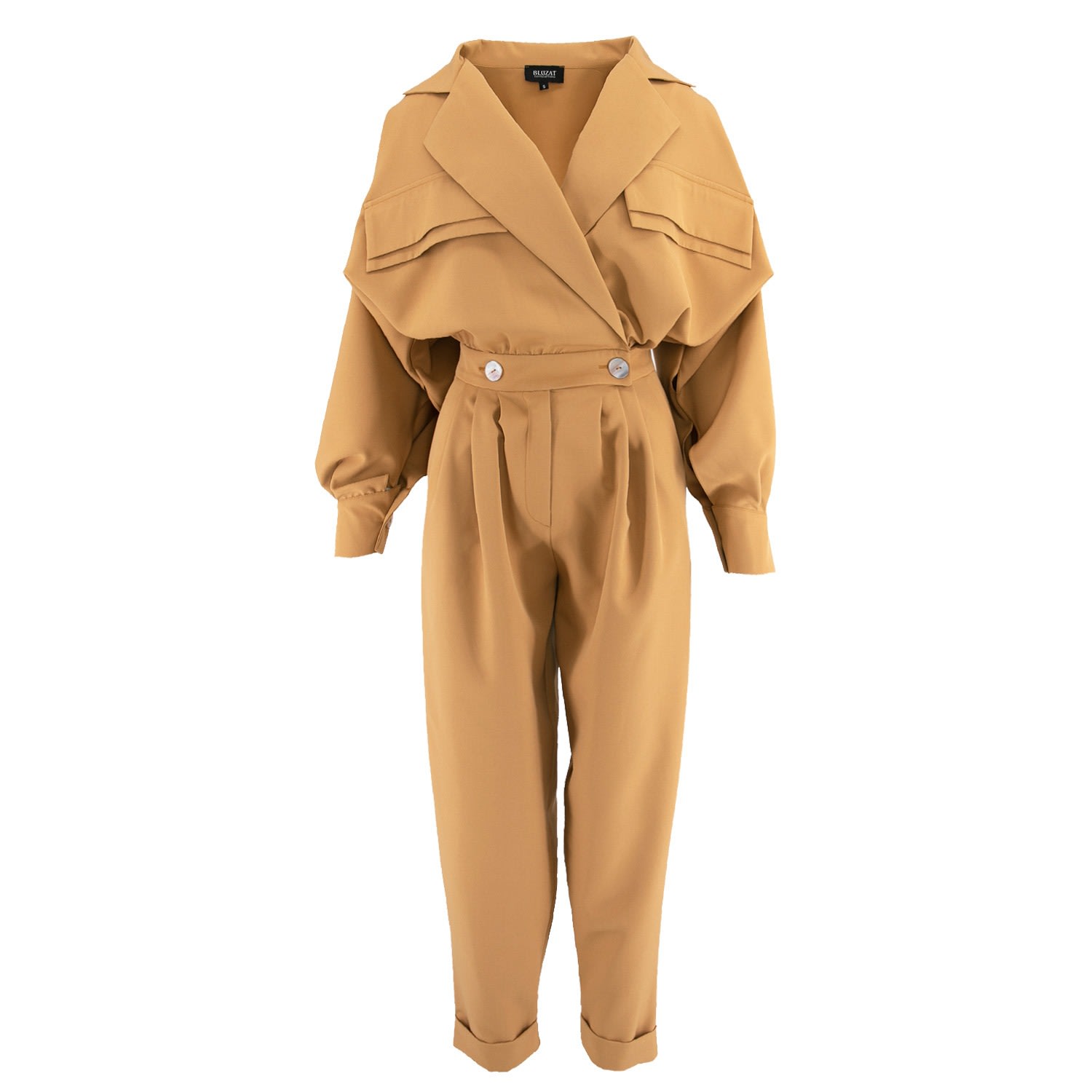 Bluzat Women's Neutrals Camel Maxi Jumpsuit In Beige